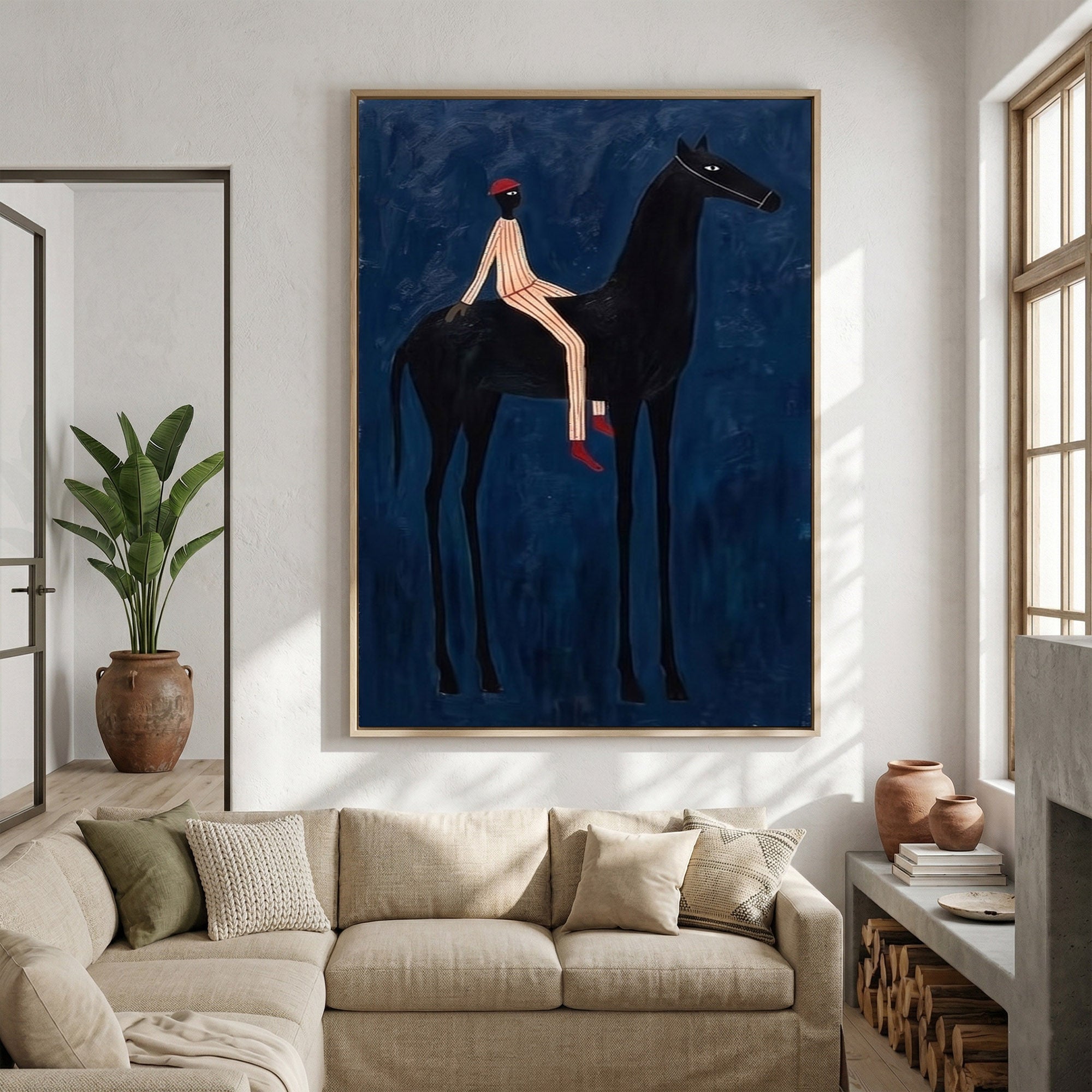 Large Modern Cowboy Wall Art Contemporary Equestrian Painting