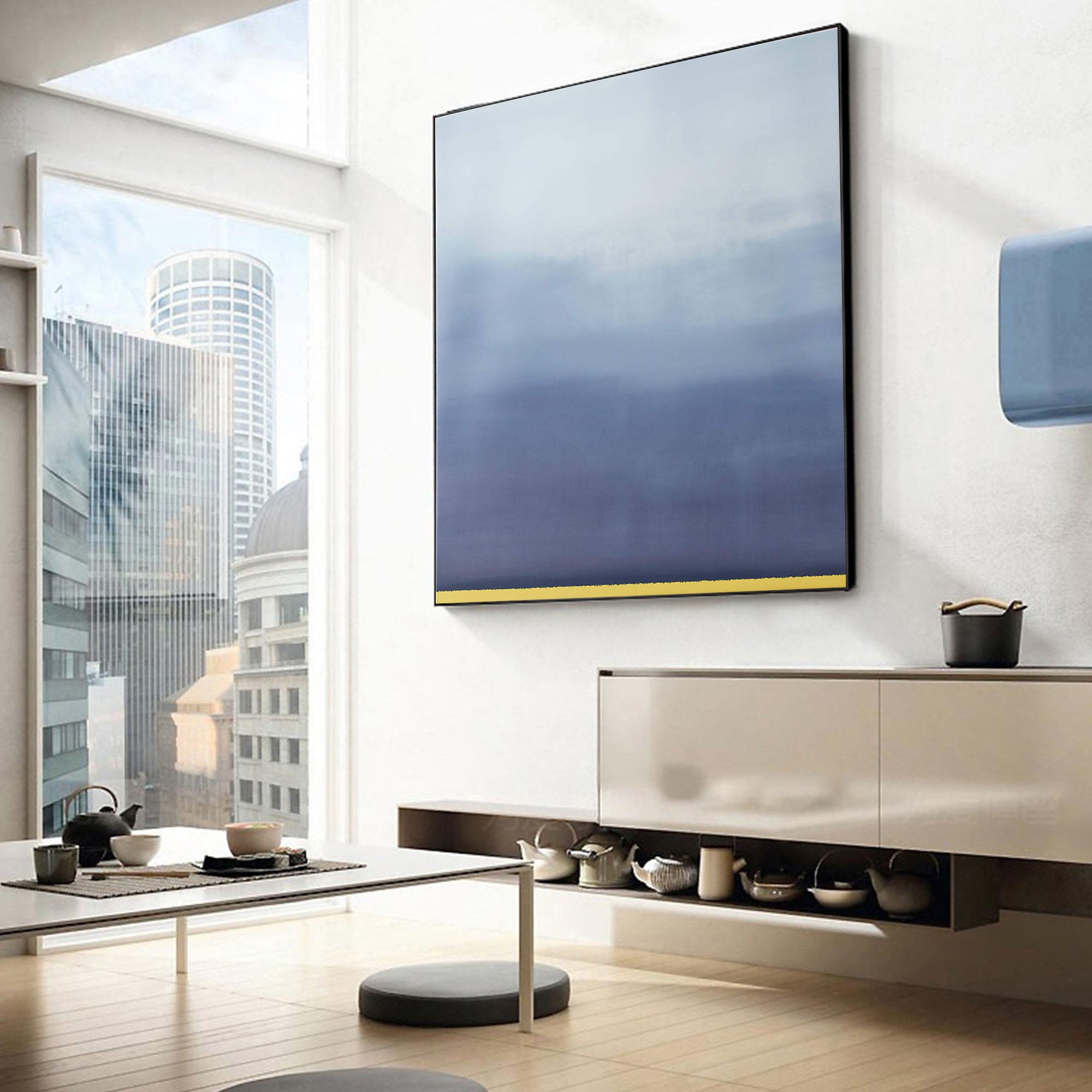 Minimalist Blue Horizon Abstraction with Distinct Color Bands #BGA 074