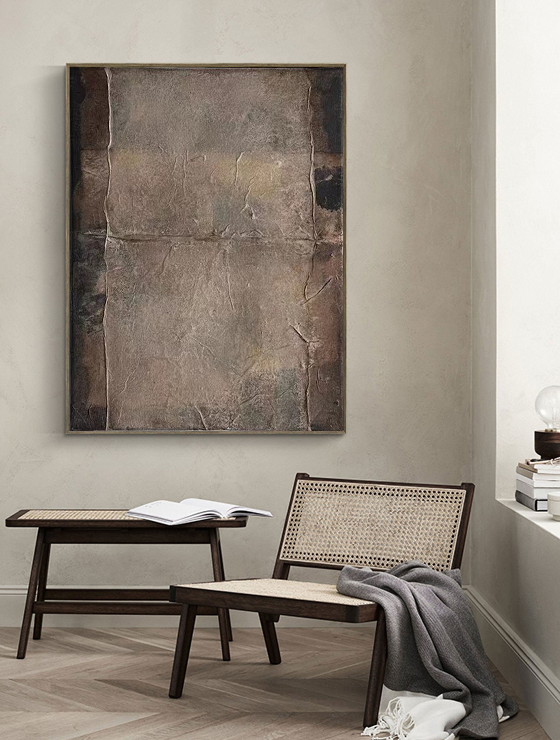 Beige & Brown Abstract Painting #LL 017