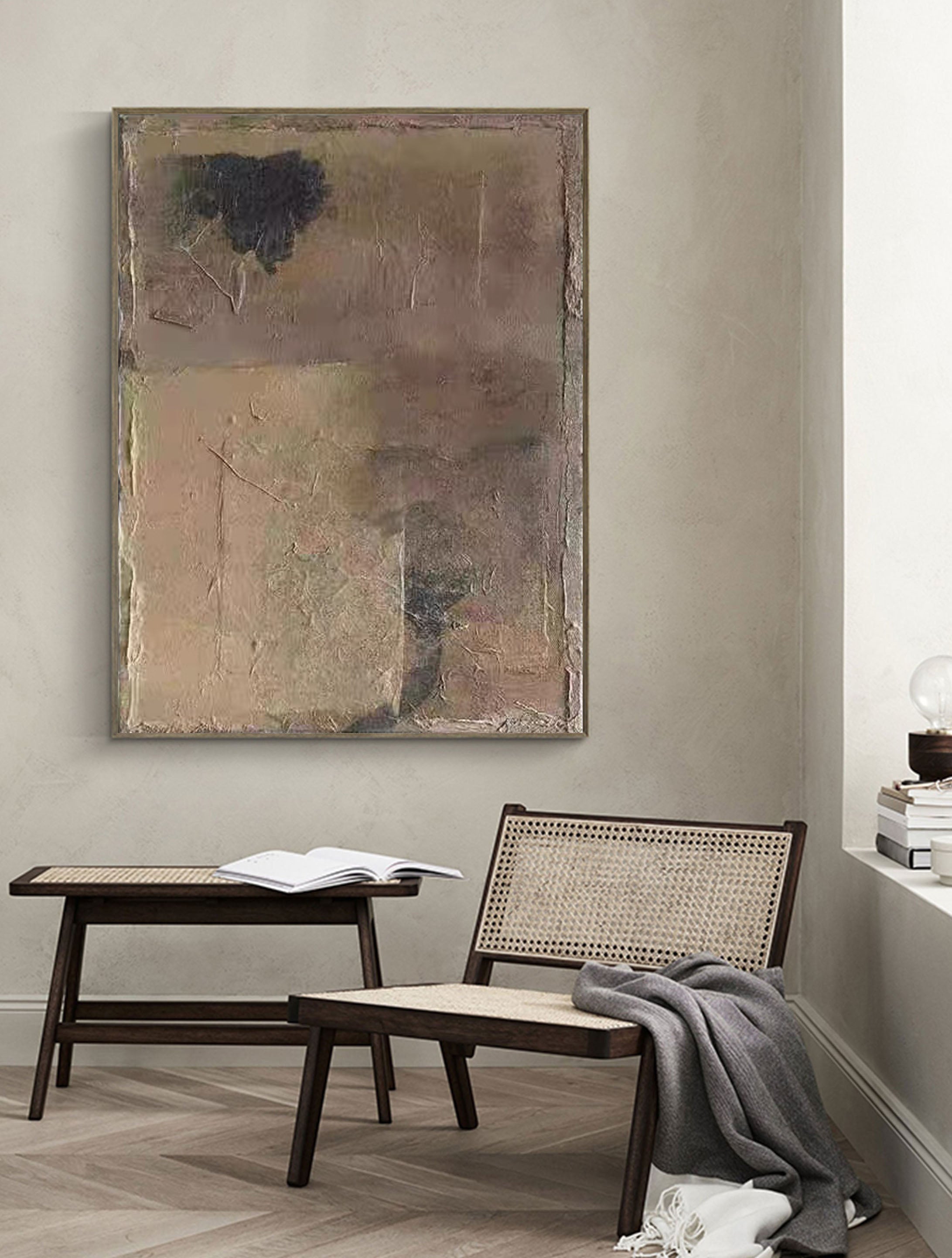 Beige & Brown Abstract Painting #LL 015