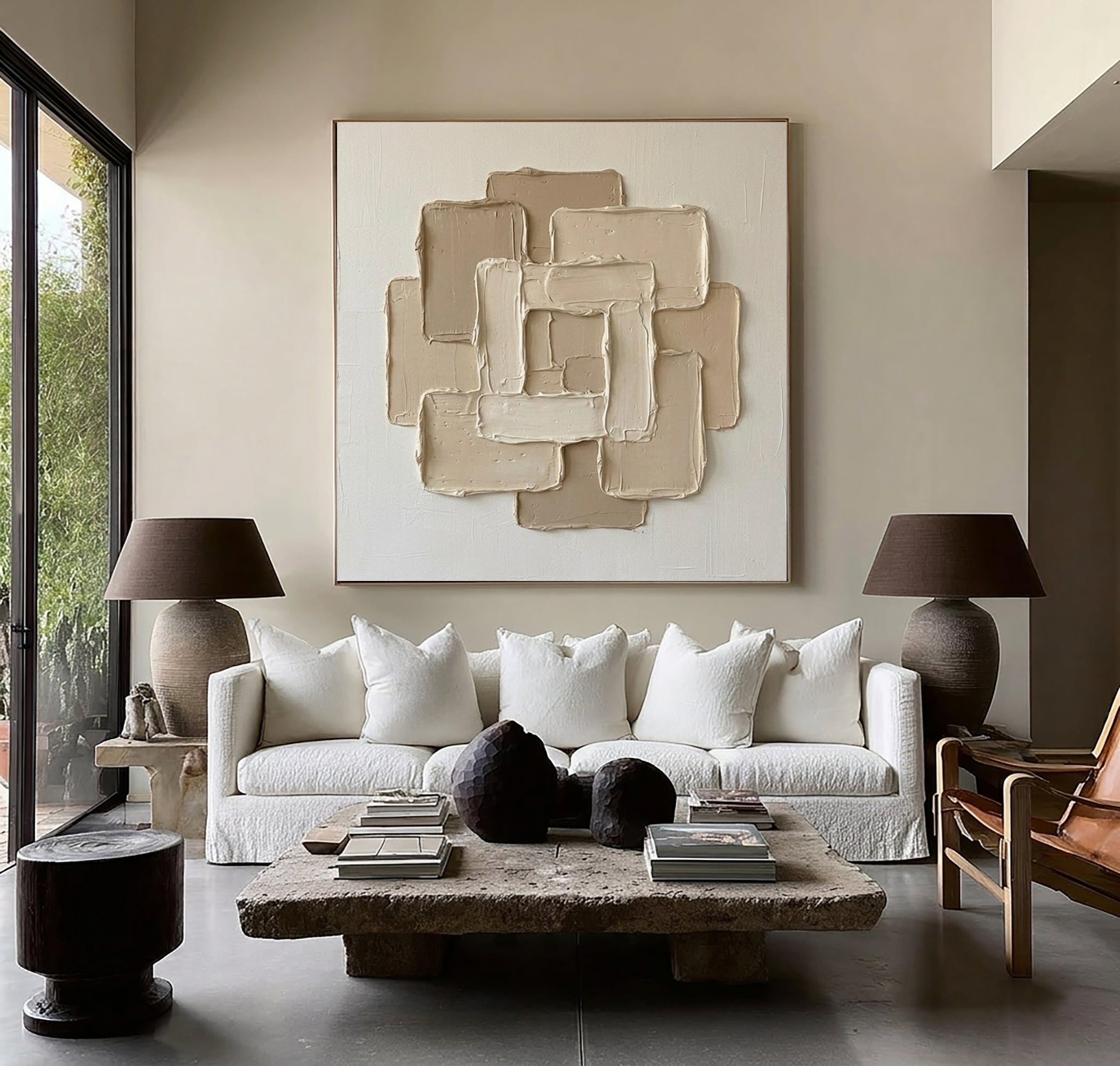 Large Harmony Texture Oil Painting for Luxury Minimalist Interiors