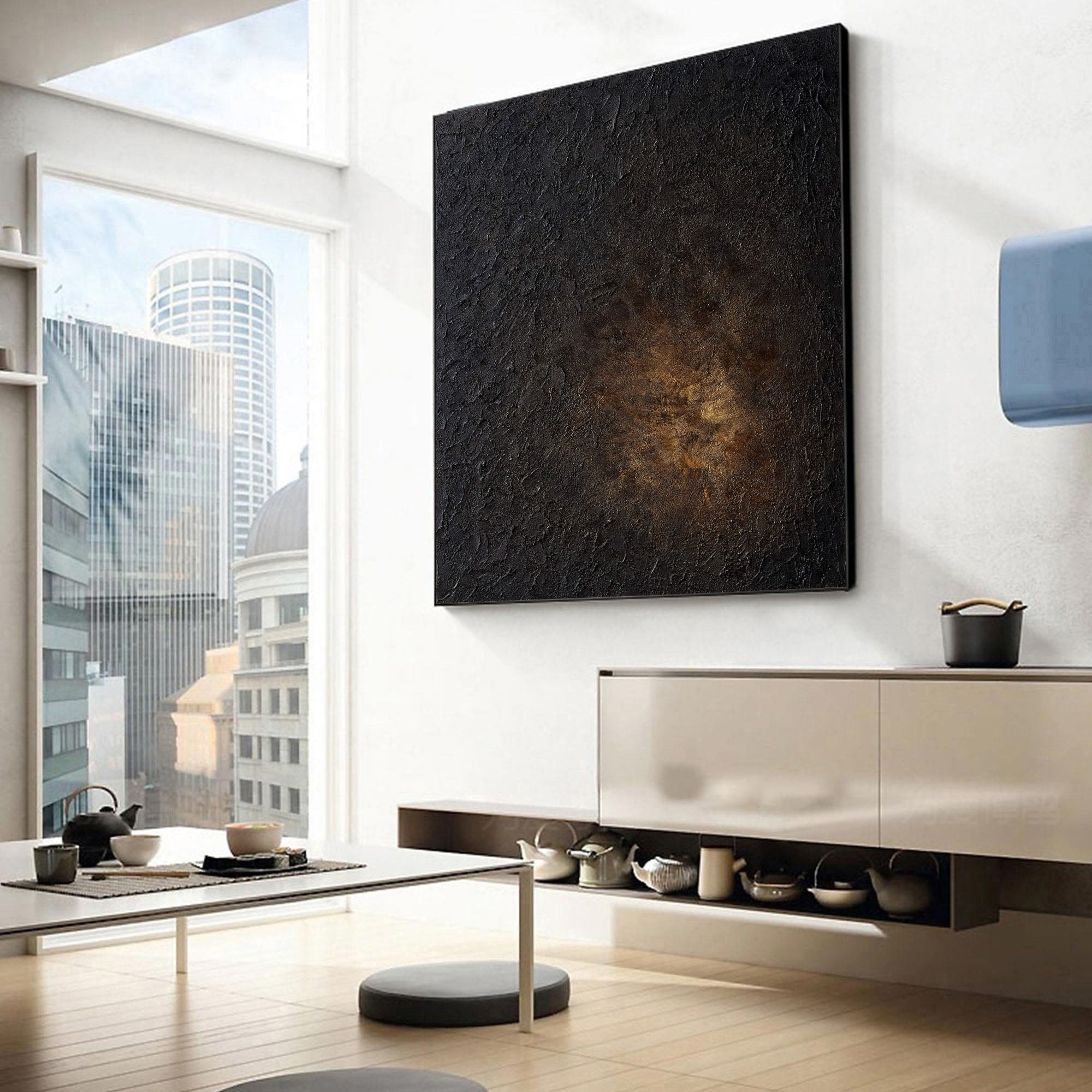 Abstract Texture Canvas with Glimmering Light, Dark Impasto #BGA 068