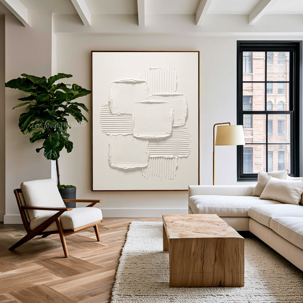 Balance Of Forms And Texture Large White Abstract Wall Art Textured Relief Contemporary Minimalist Artwork