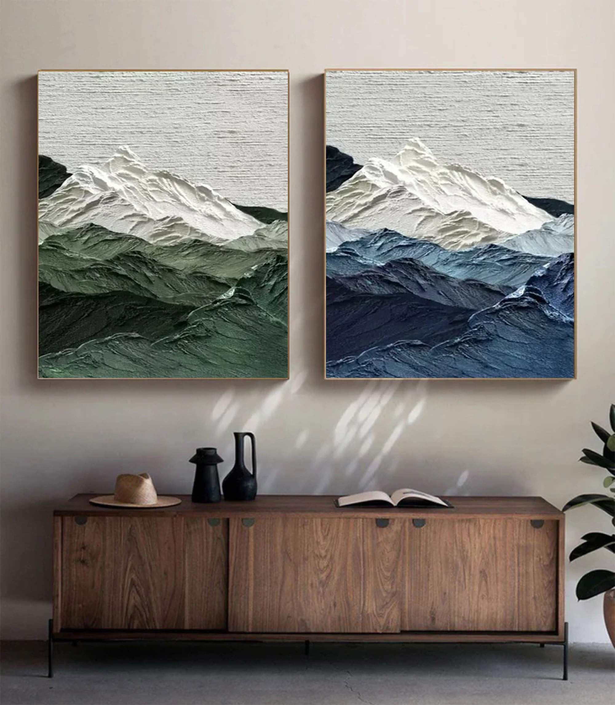 Glacial Peaks: 3D Mountain Range Art, Textured Abstract Set #BGA 131