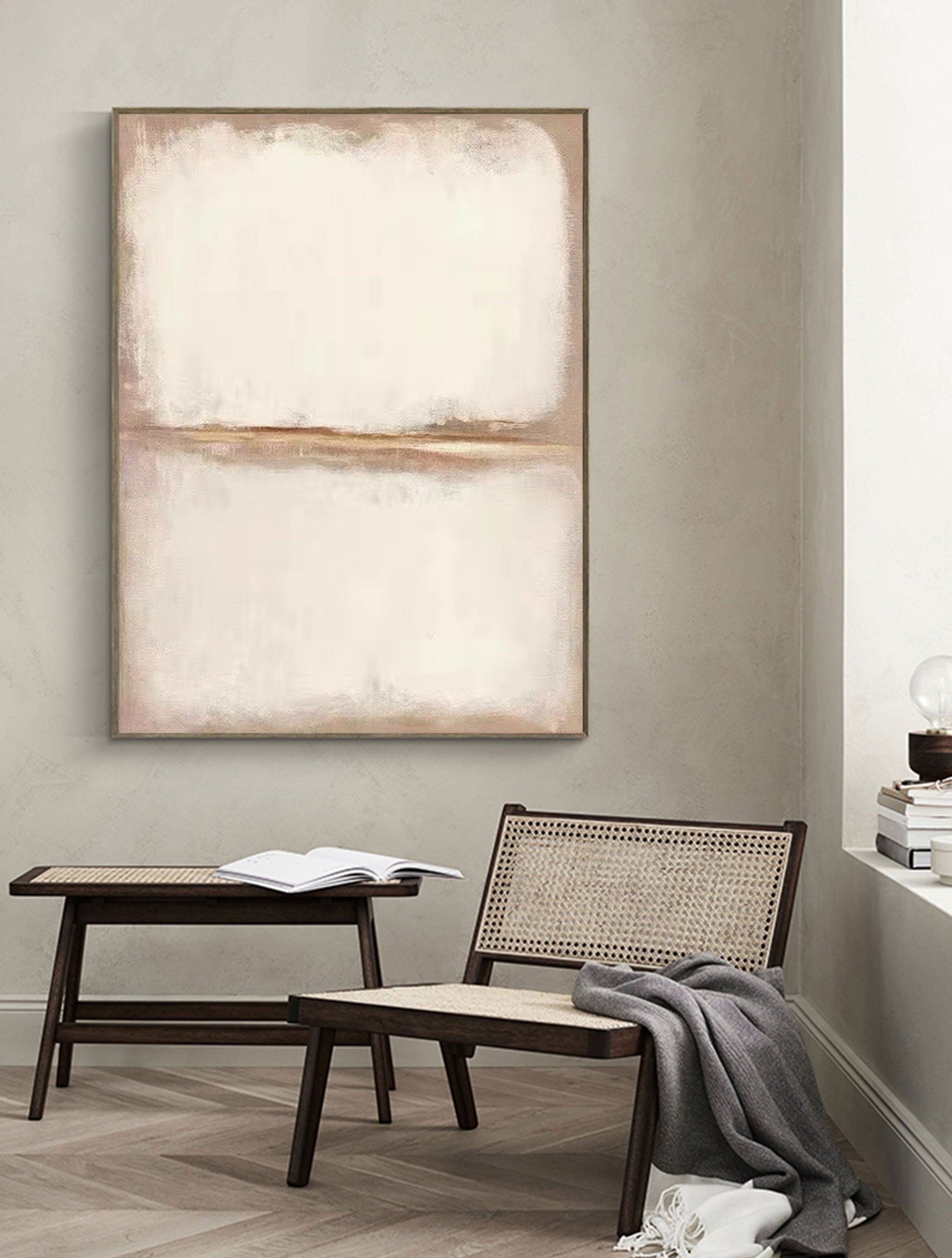 Beige & Brown Abstract Painting #LL 044