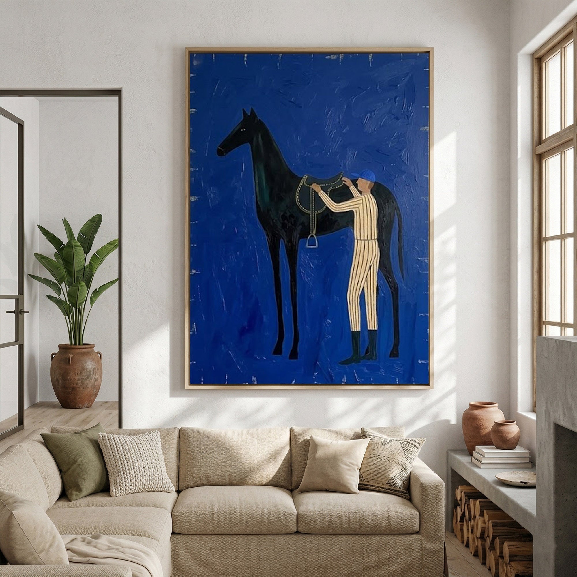 Large Cowboy Horse Wall Art Contemporary Western Equestrian Painting