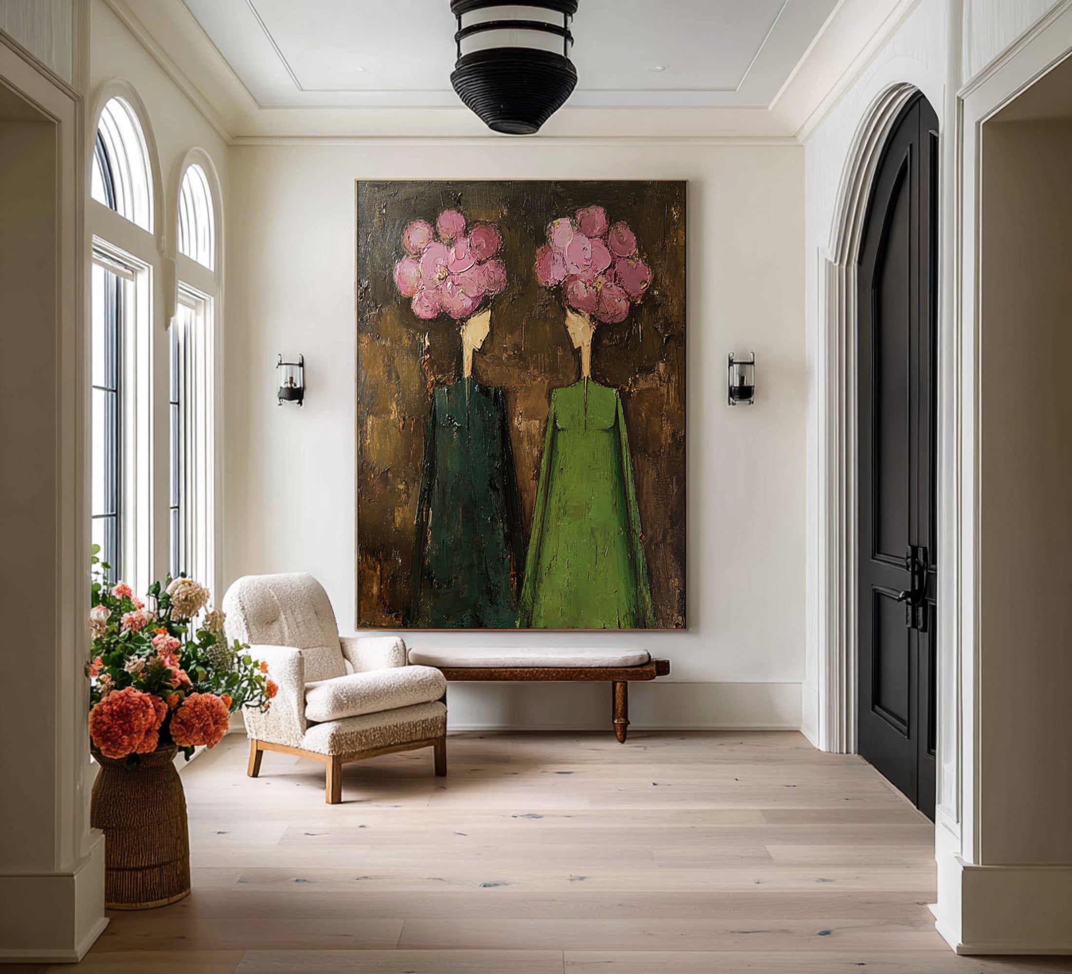 Large Contemporary Figurative Oil Painting – Statement Canvas Art for Entryway Wall #WAB 038
