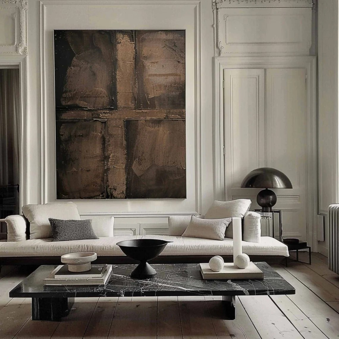 Wabi-Sabi Textured Painting, Brown Abstract Wall Art #BGA 090