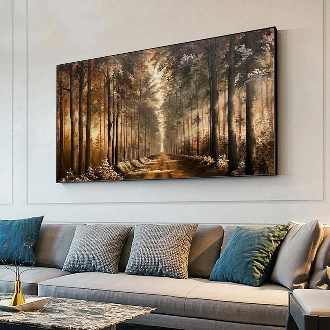 Golden Forest Path Abstract Wall Art #BGA 030