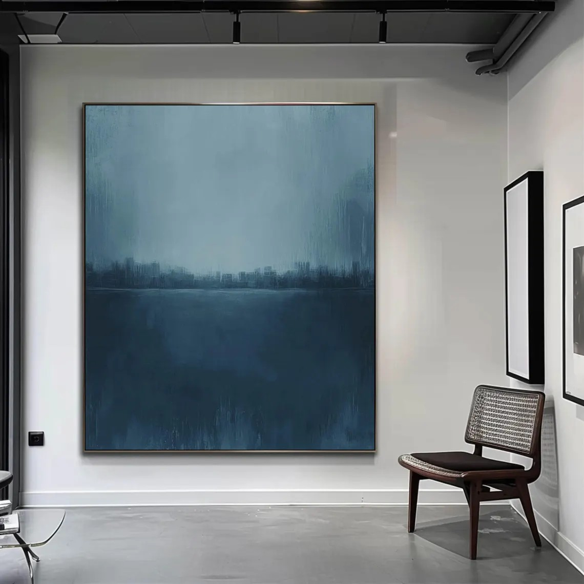 Minimalist Blue Landscape Abstract, Modern Serene Wall Decor #BGA 083