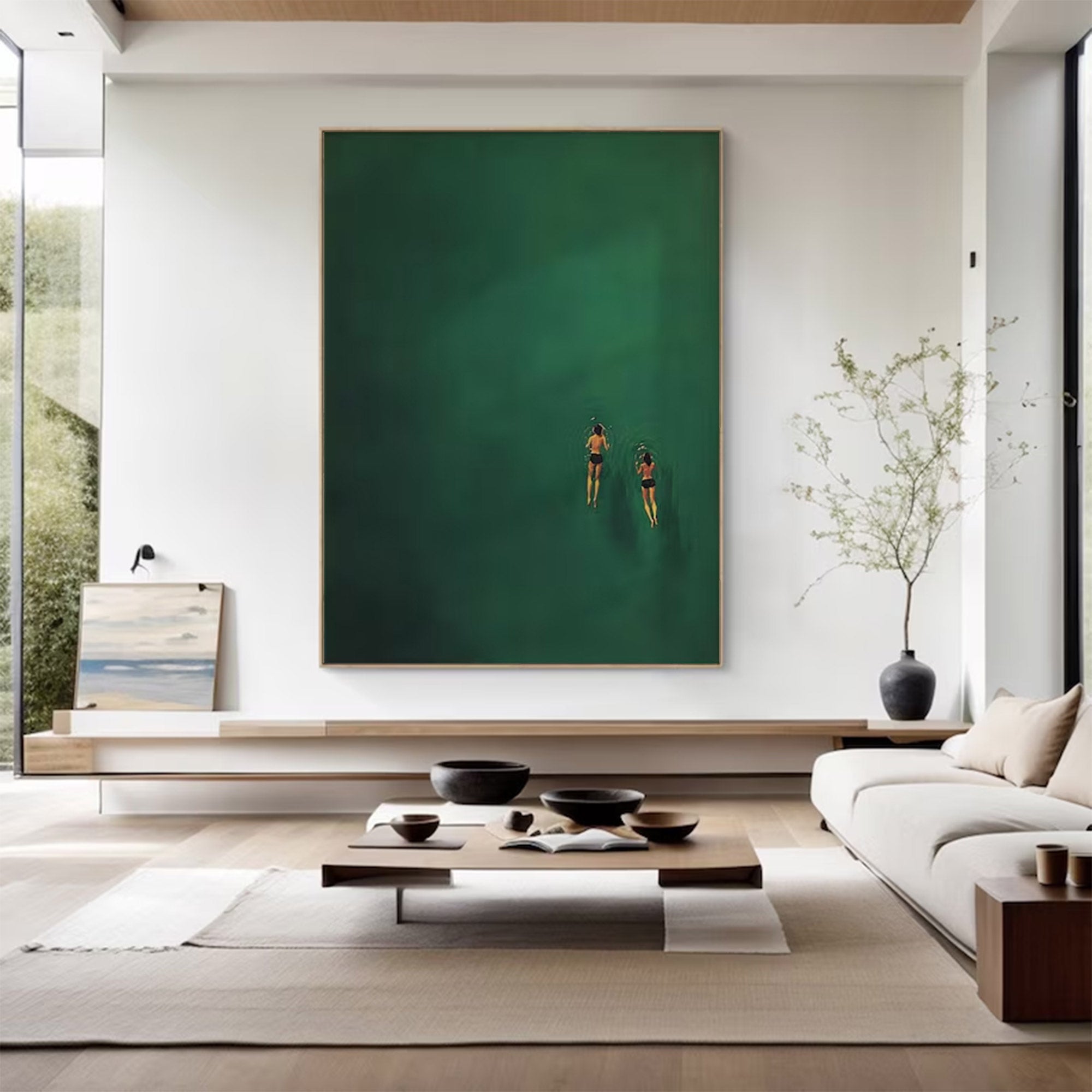 Large Green Water Swimmers Art | ArtvistaGallery #WG 099