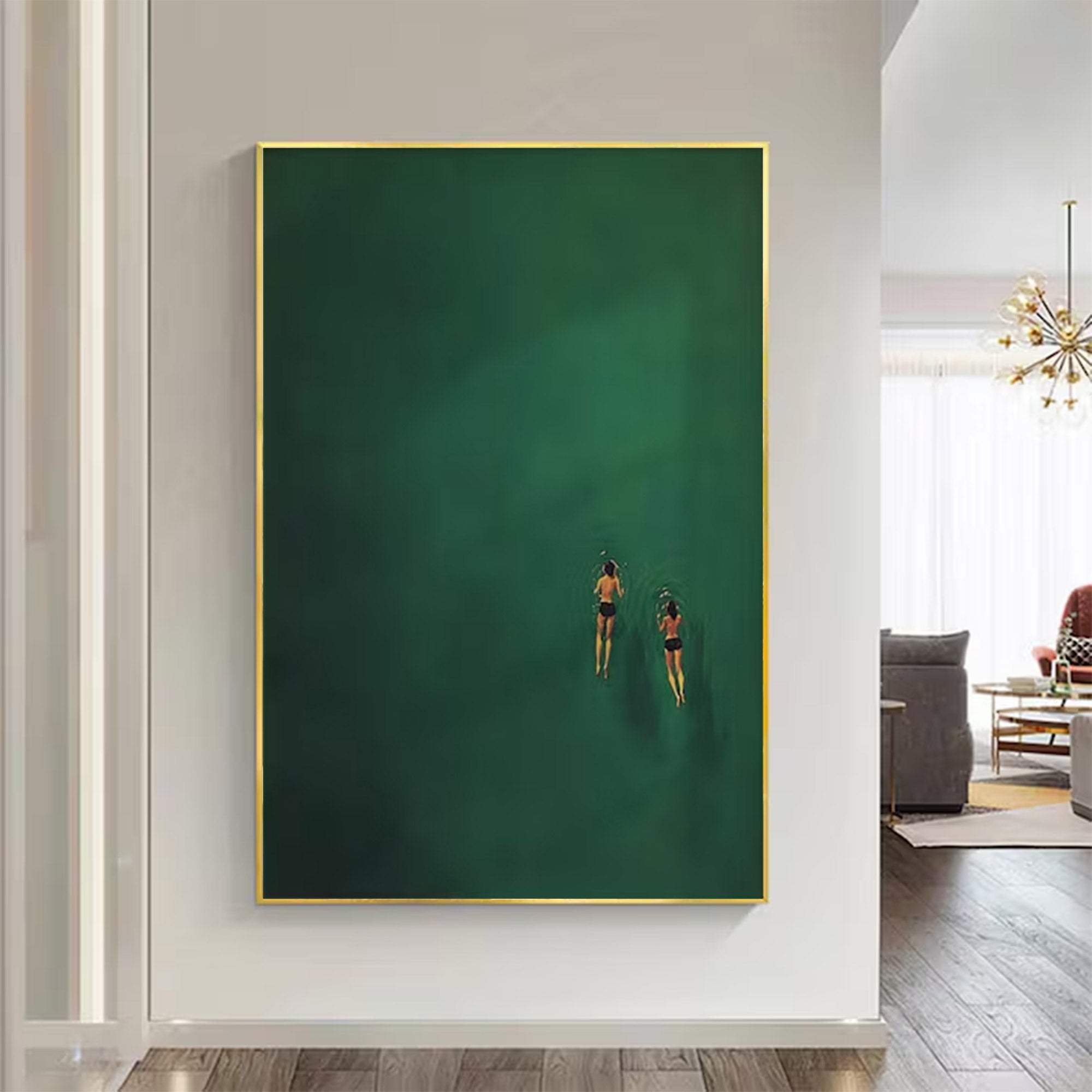 Large Green Water Swimmers Art | ArtvistaGallery #WG 099