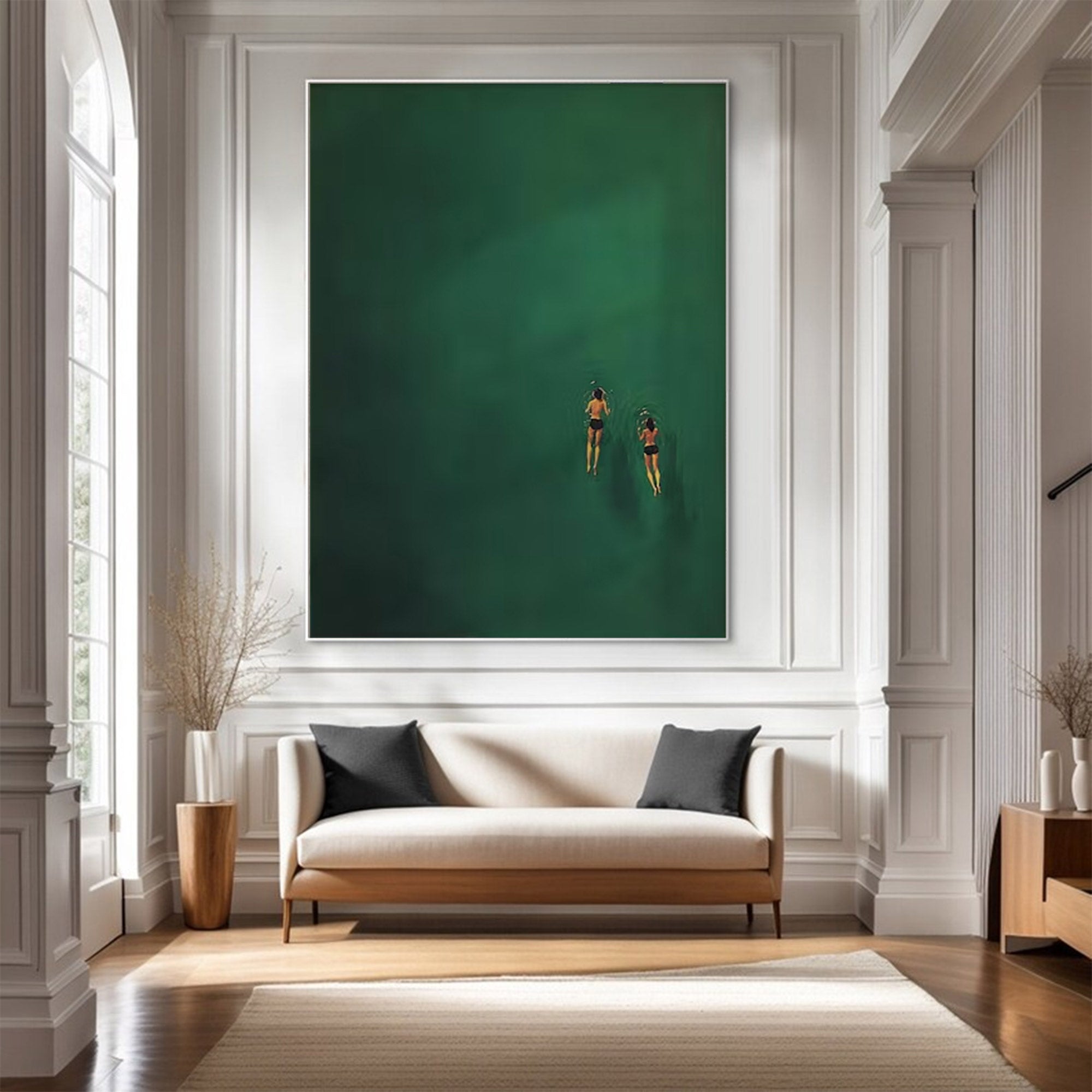 Large Green Water Swimmers Art | ArtvistaGallery #WG 099