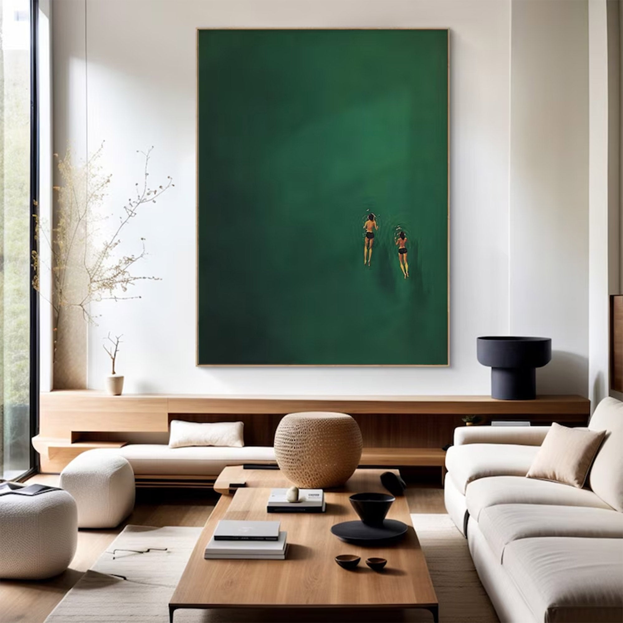 Large Green Water Swimmers Art | ArtvistaGallery #WG 099