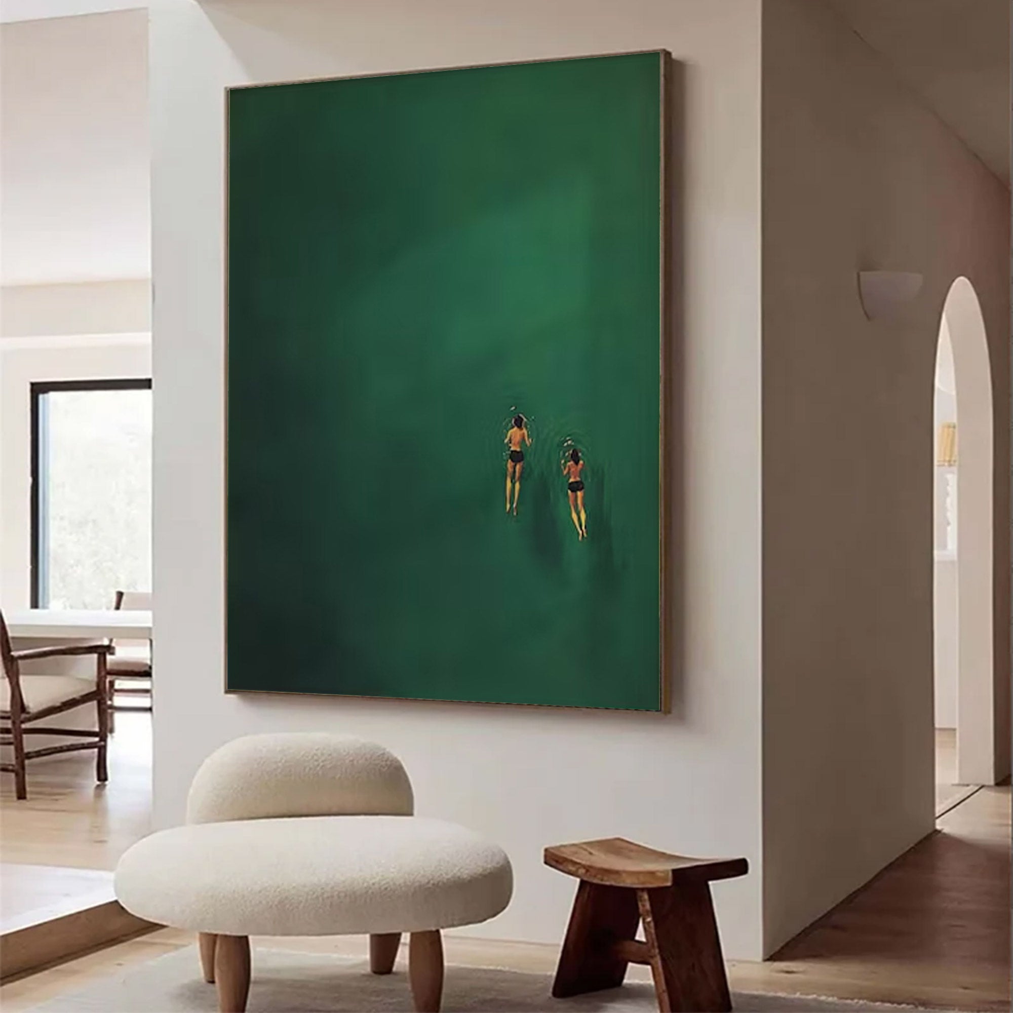 Large Green Water Swimmers Art | ArtvistaGallery #WG 099