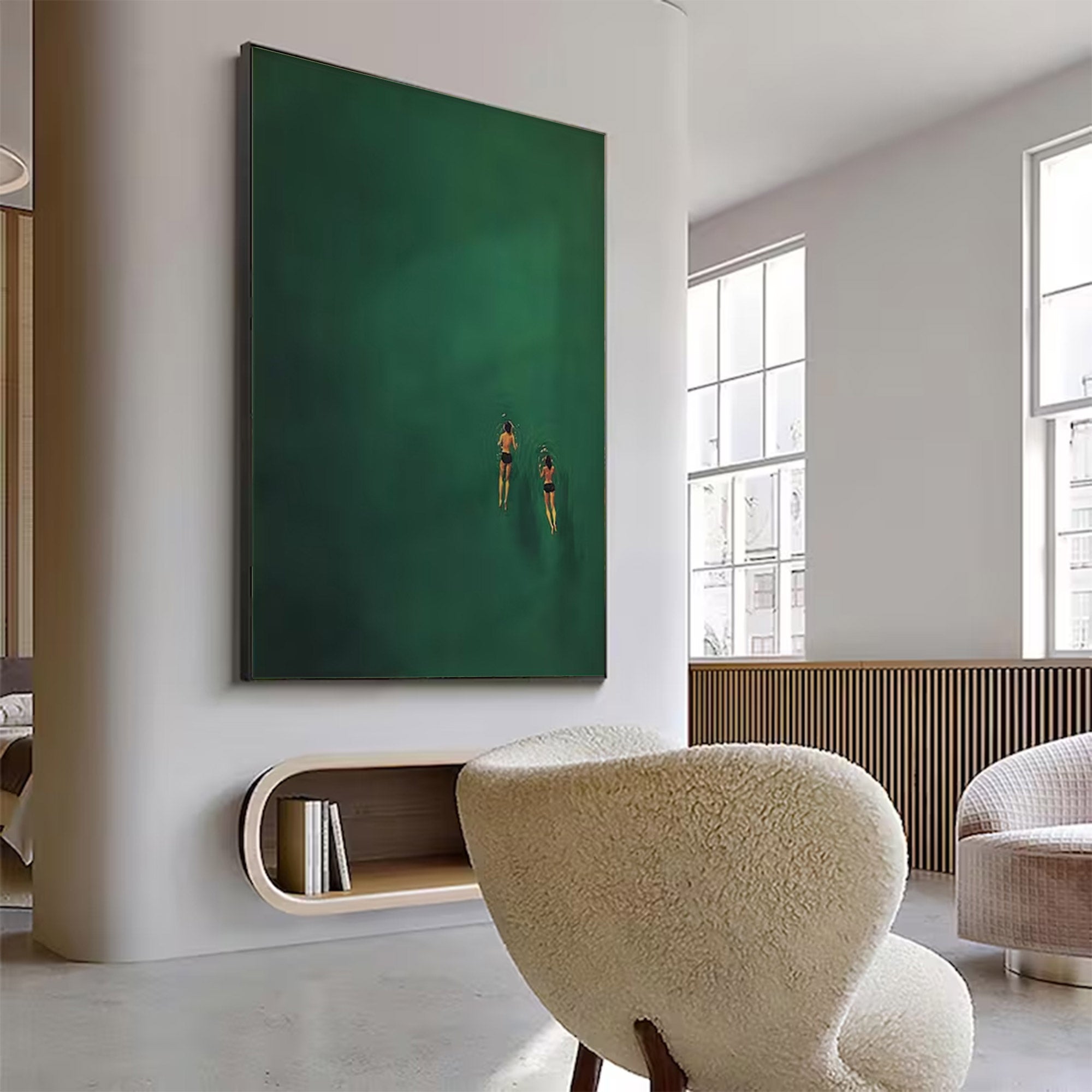 Large Green Water Swimmers Art | ArtvistaGallery #WG 099