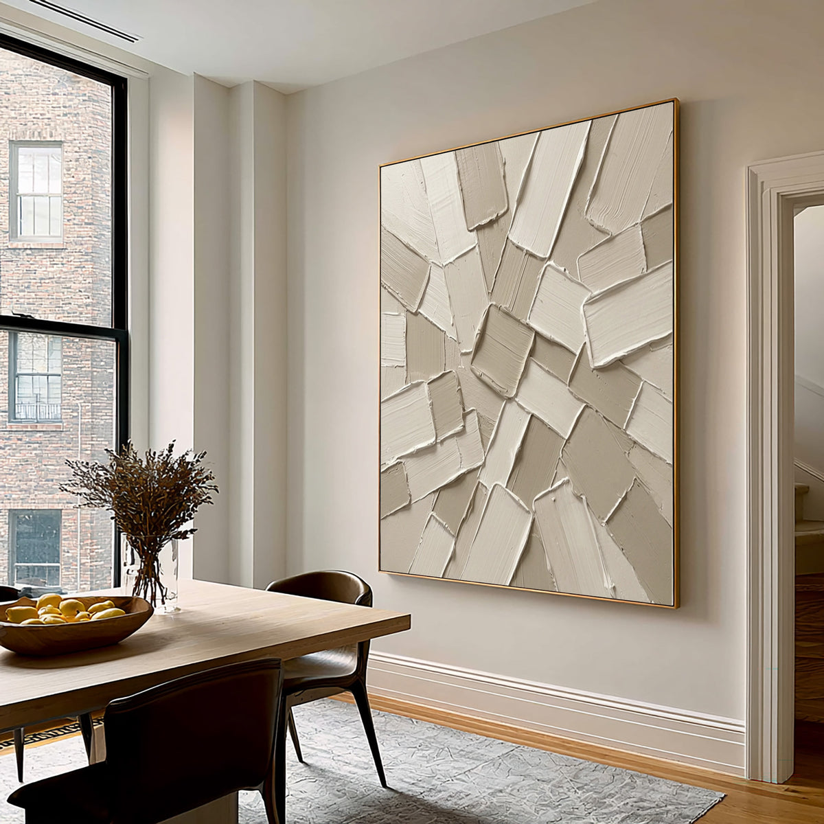 Fragments Gather At The Center Large Textured Abstract Wall Art Sculptural Relief Painting Modern Interior Decor