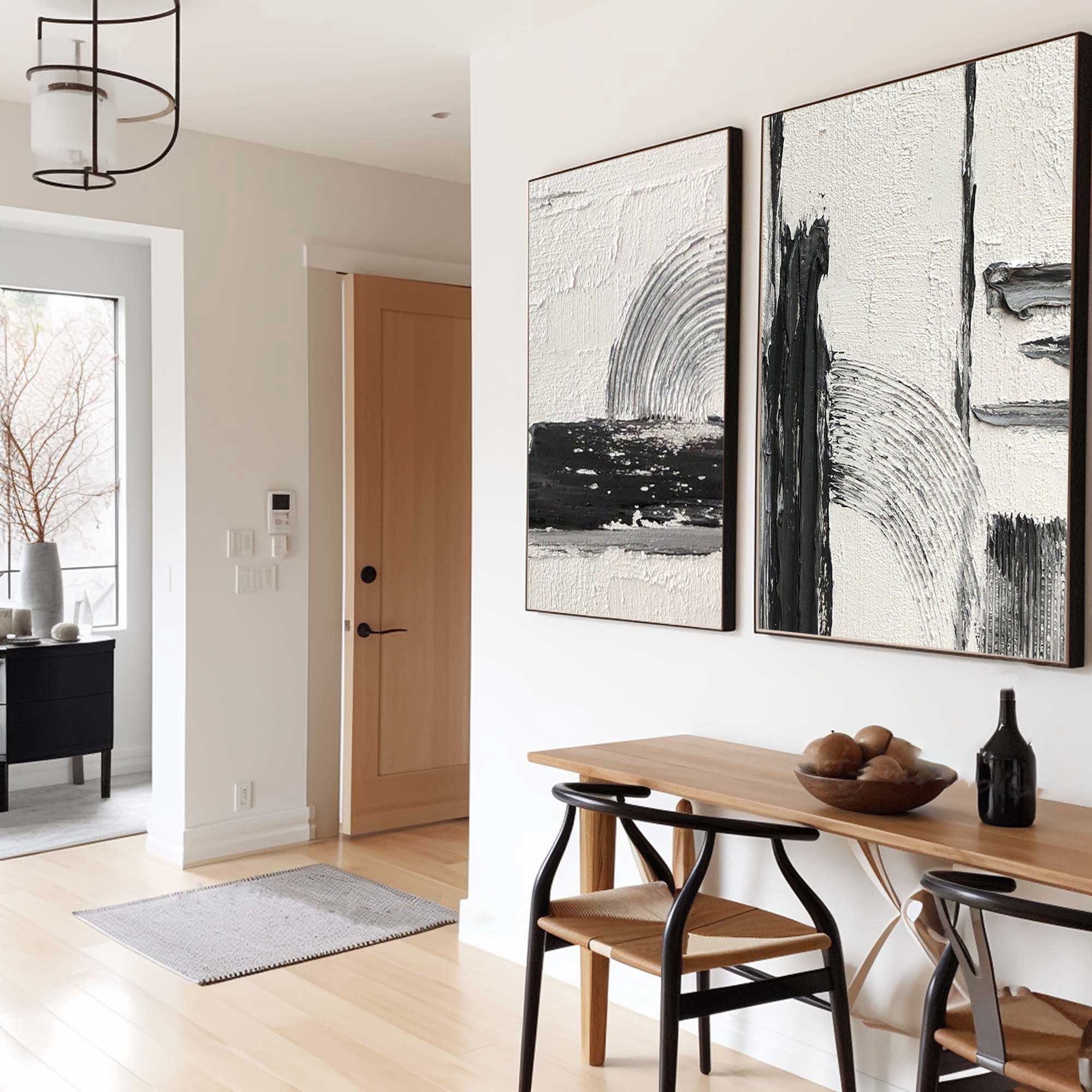 Black & White Abstract Painting SET OF 2 #AVG 029