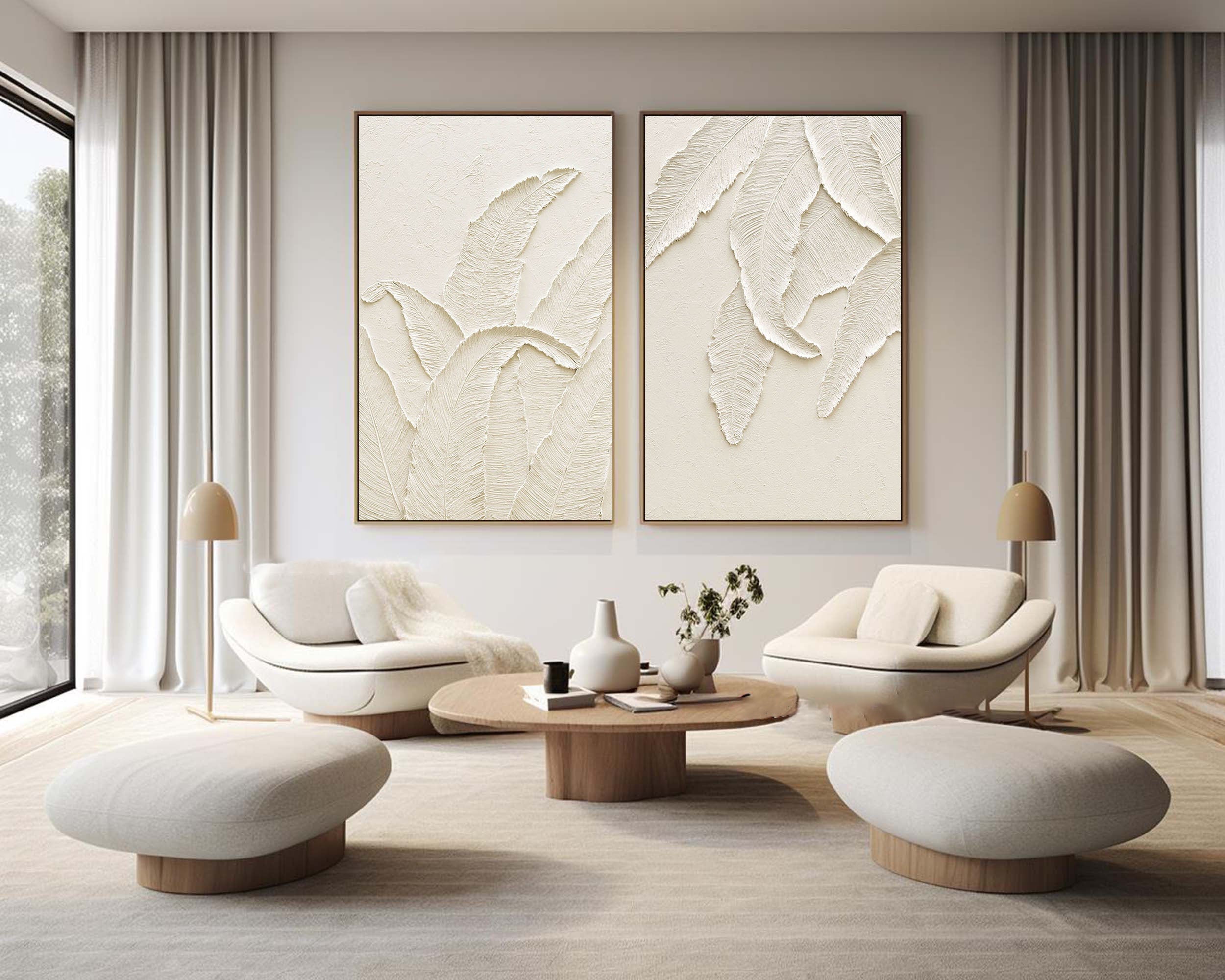 Beige Minimalist Abstract Painting SET OF 2 #AVG 035