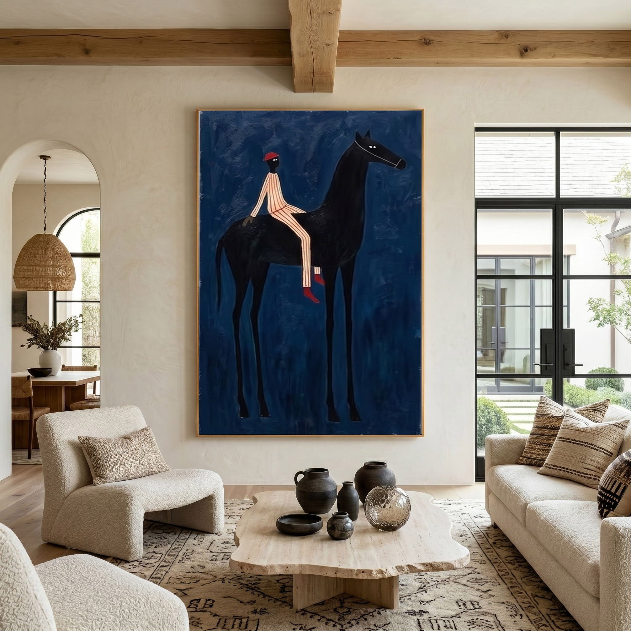 Large Modern Cowboy Wall Art Contemporary Equestrian Painting