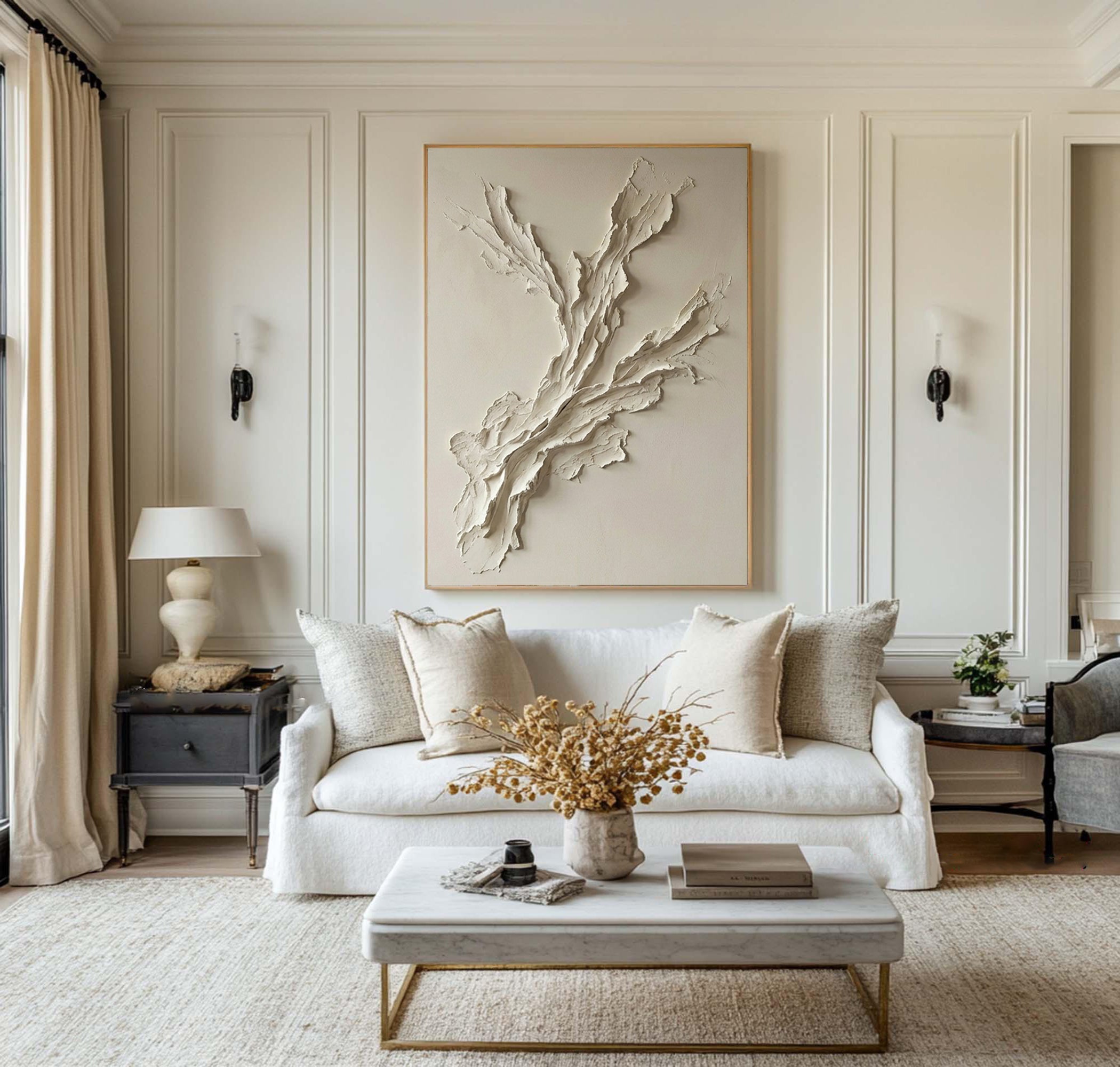 Large Organic Textured Oil Painting for Modern Neutral Wall Decor