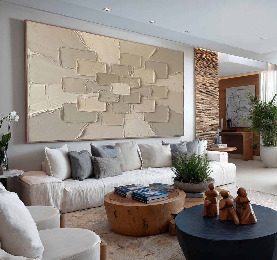 Large Textured Abstract Wall Art Hand Painted Neutral Canvas | ArtvistaGallery