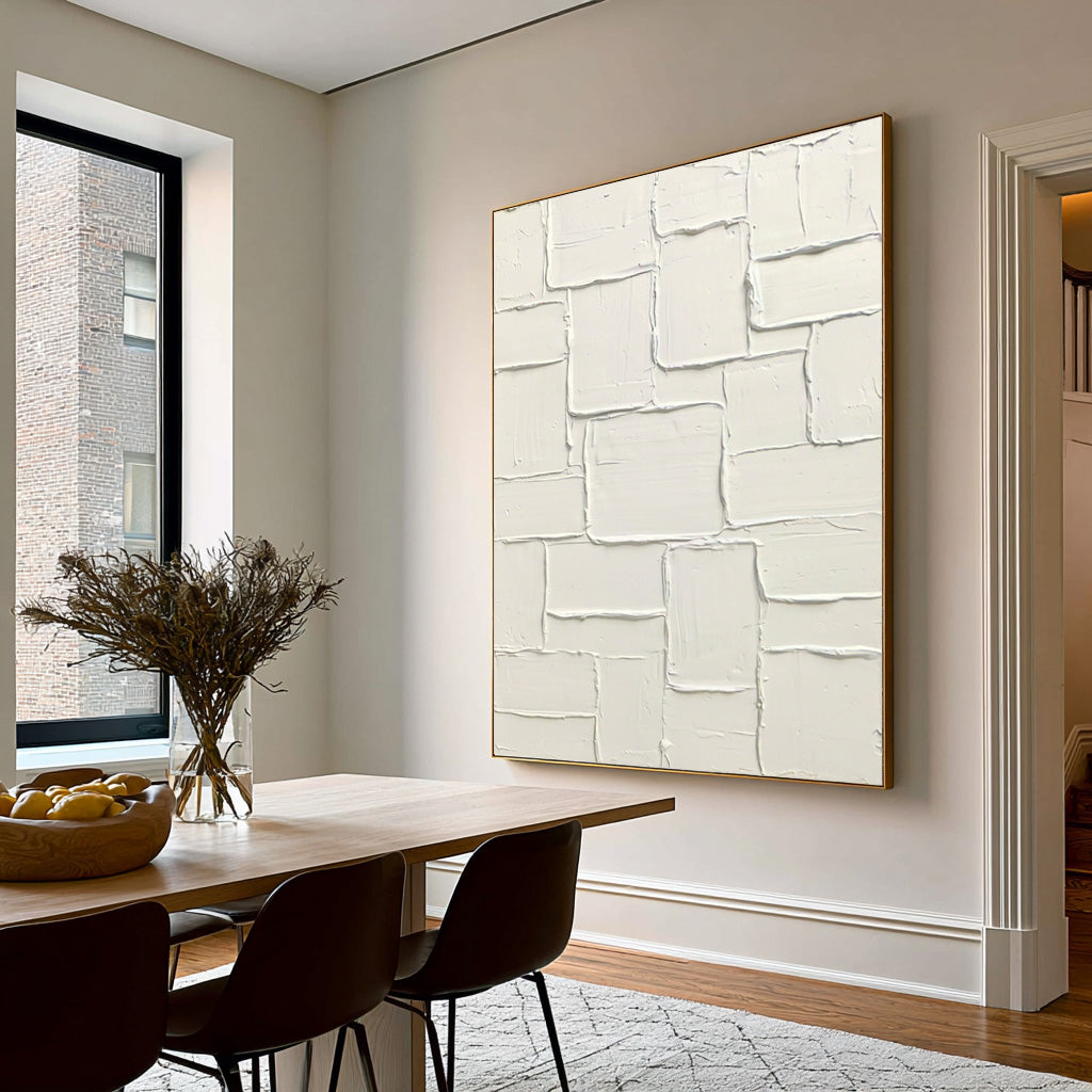 Fragments Of A White Wall Large Textured Abstract Art White Relief Painting Modern Minimalist Interior Decor