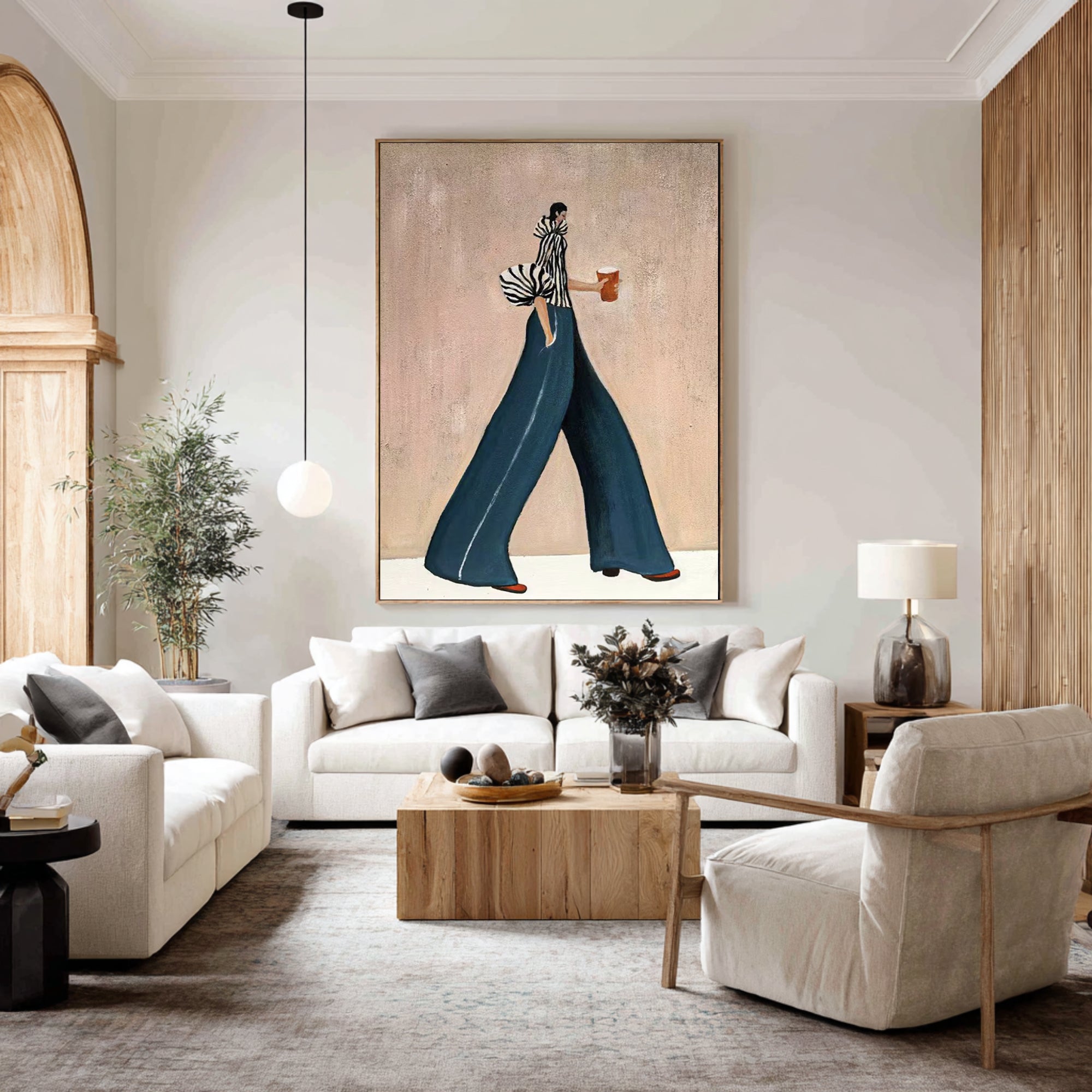 Large Fashion Woman Painting Modern Minimalist Figurative Wall Art