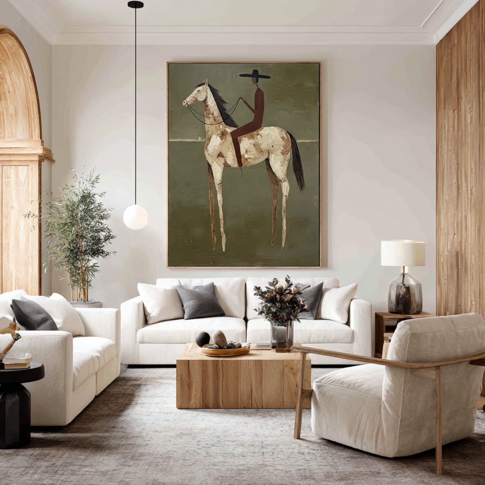 Large Abstract Horse Rider Painting Contemporary Figurative Wall Art
