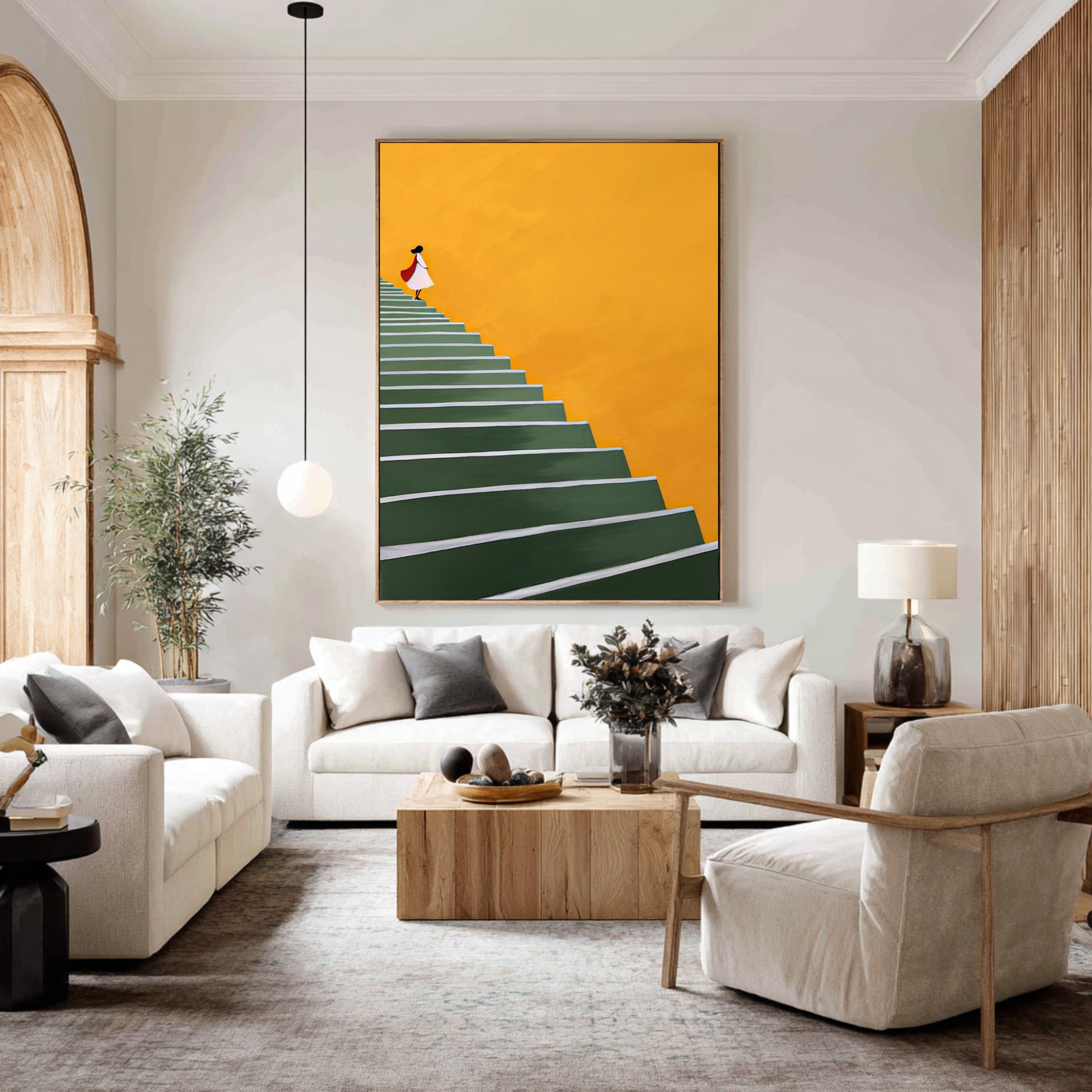 Large Contemporary Abstract Oil Painting, Minimalist Figure Art for Modern Interior | ArtvistaGallery #WAB 012