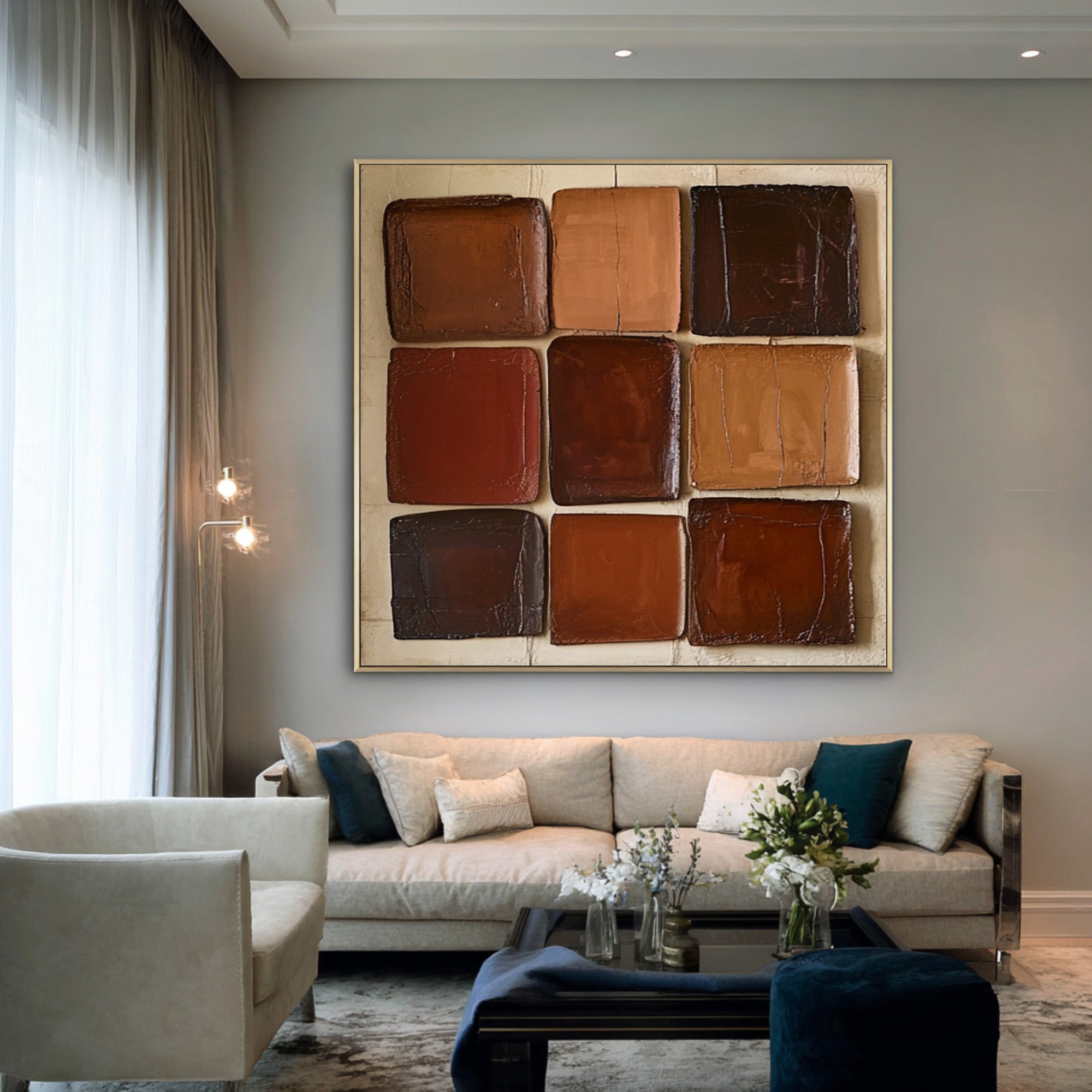 Large Contemporary Abstract Oil Painting, Earth Tone Textured Art for Modern Interior | ArtvistaGallery #WAB 009