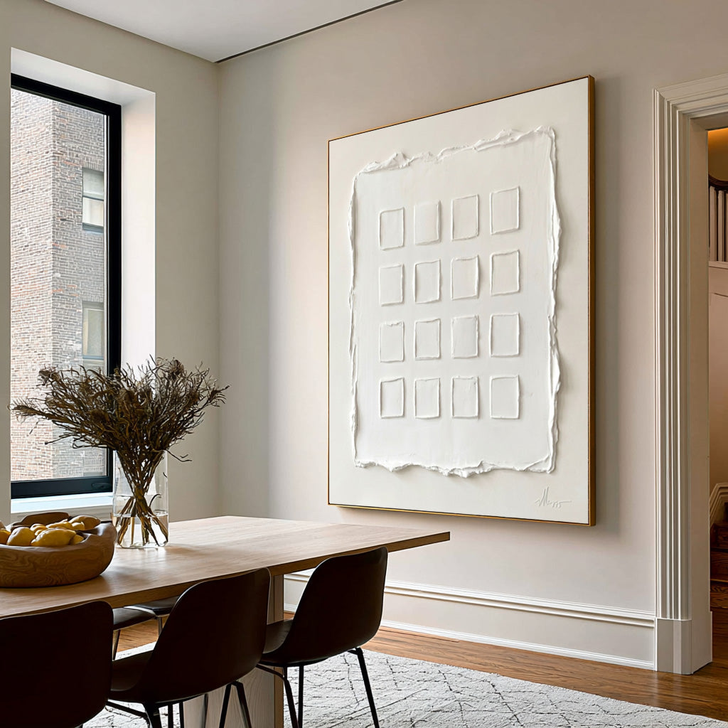 Fragments Of Order And Light White Abstract Wall Art Textured Relief Contemporary Painting
