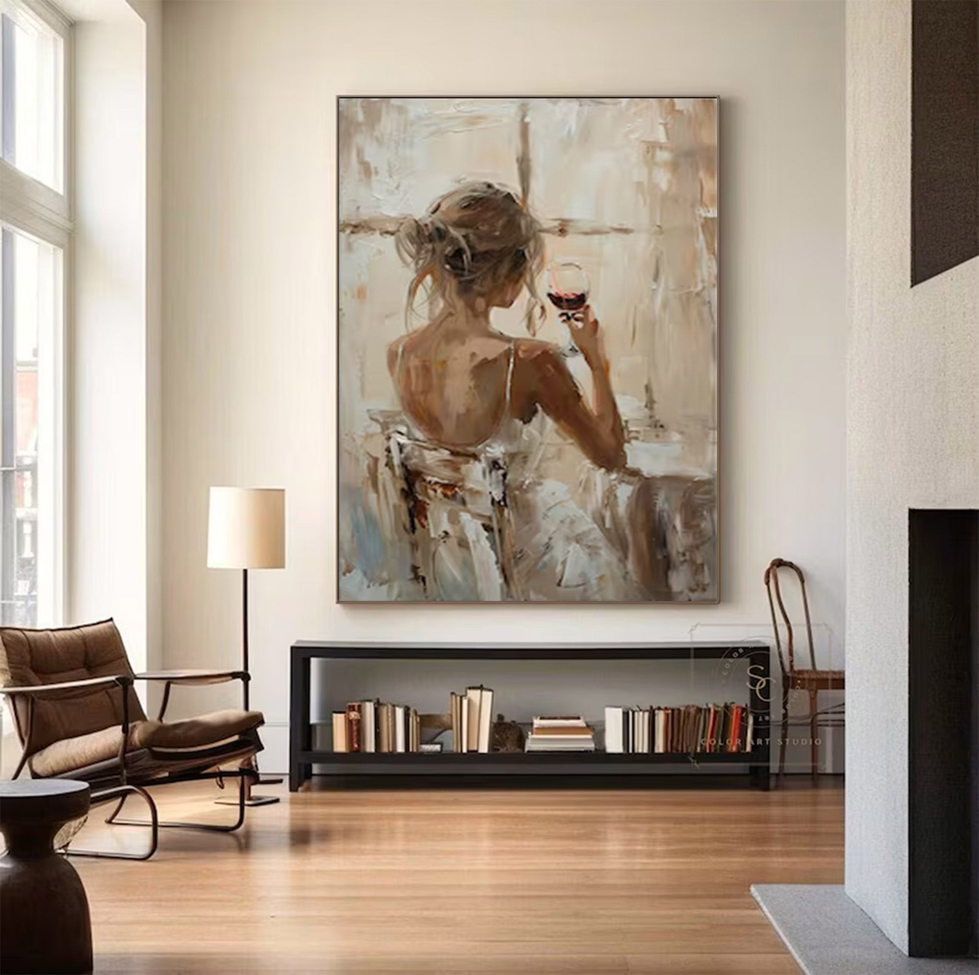 Large Figurative Woman With Wine | ArtvistaGallery #WGA 005