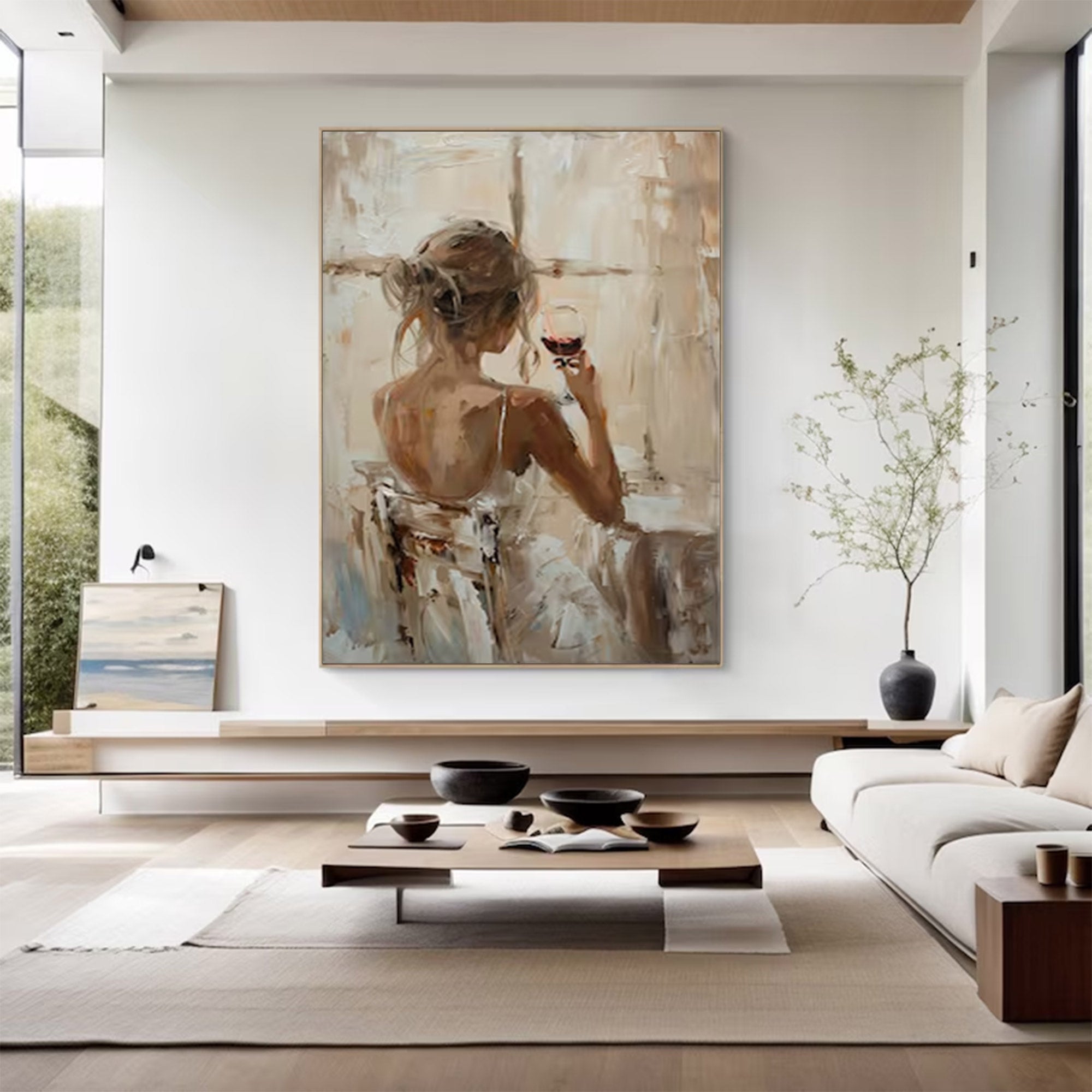 Large Figurative Woman With Wine | ArtvistaGallery #WGA 005