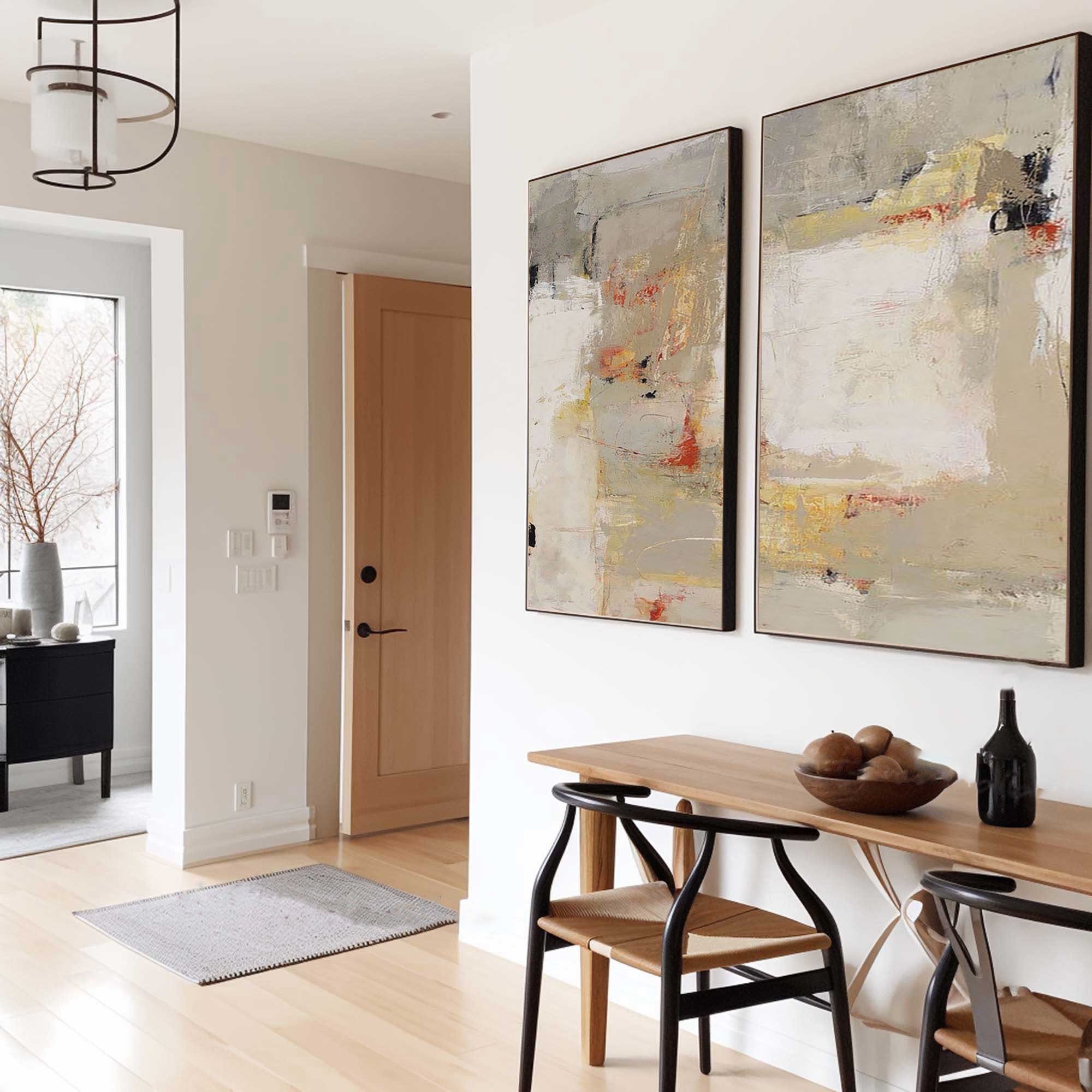 Beige & Brown Abstract Painting SET OF 2 #AVG 031