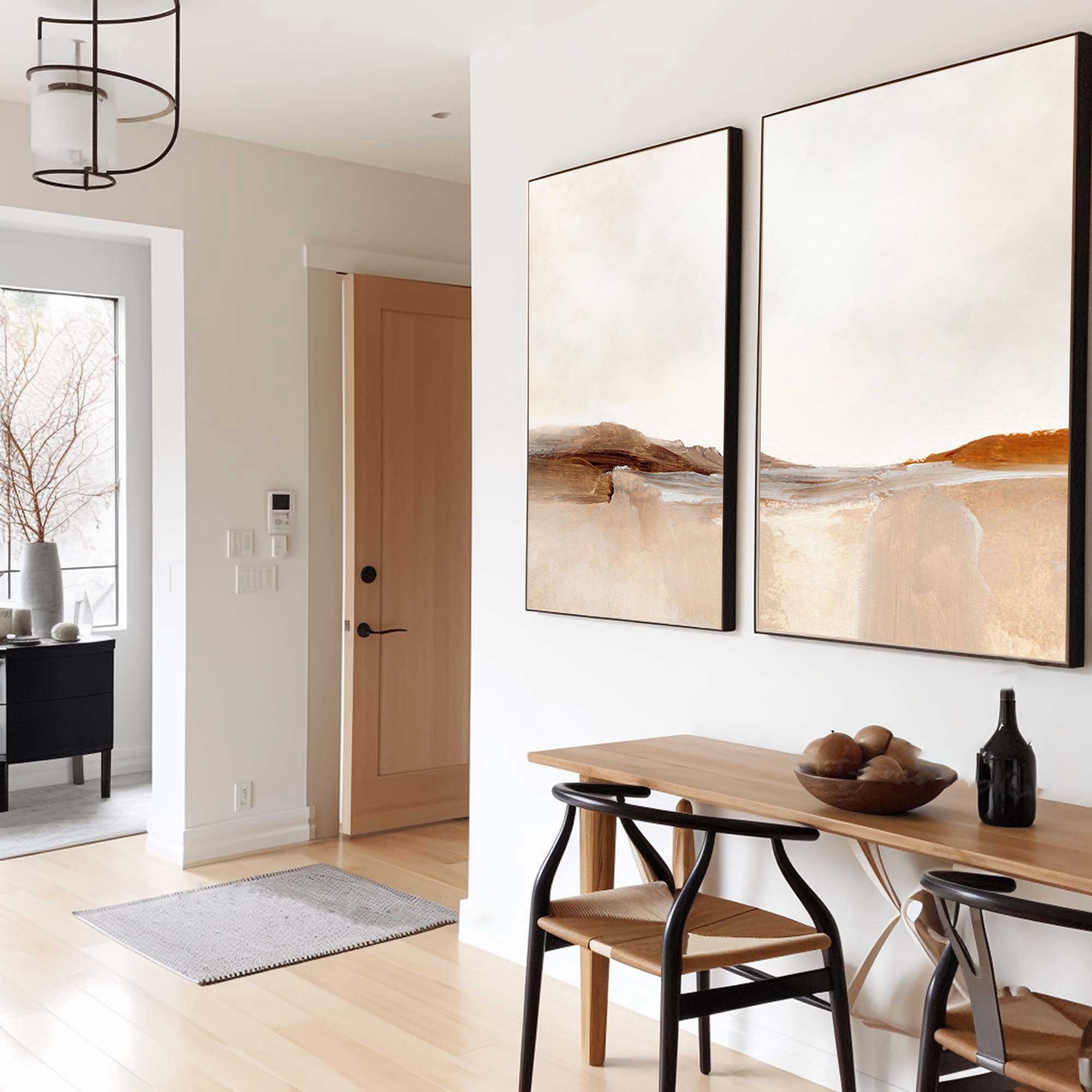 Beige & Brown Abstract Painting SET OF 2 #AVG 036