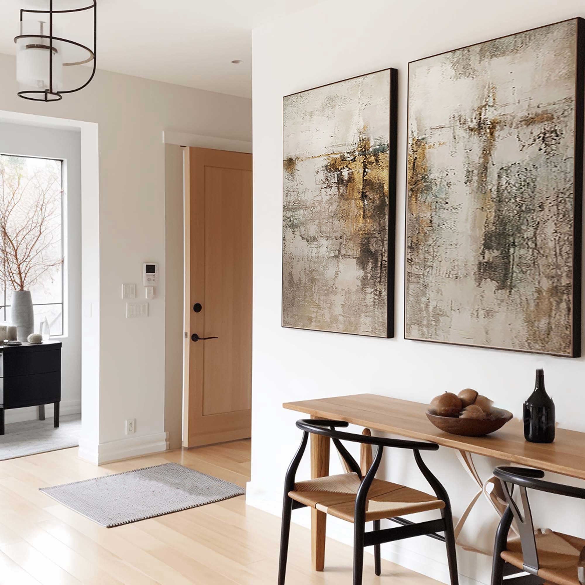 Beige & Brown Abstract Painting SET OF 2 #AVG 030