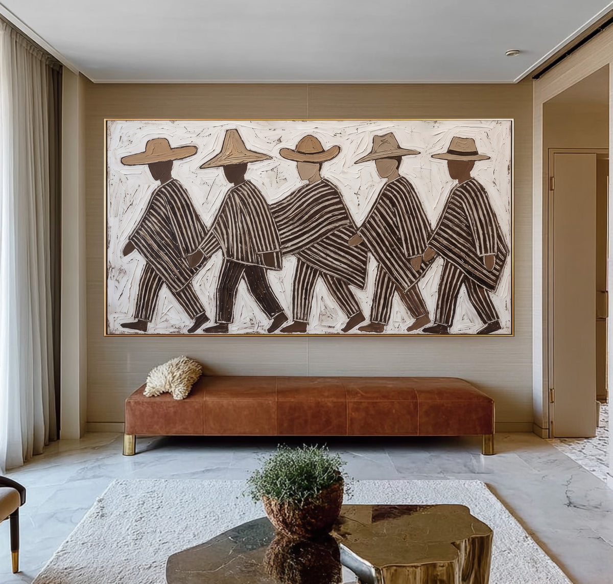 Folk Art Painting, Southwestern Figurative Wall Art, Hand Painted Textured Artwork