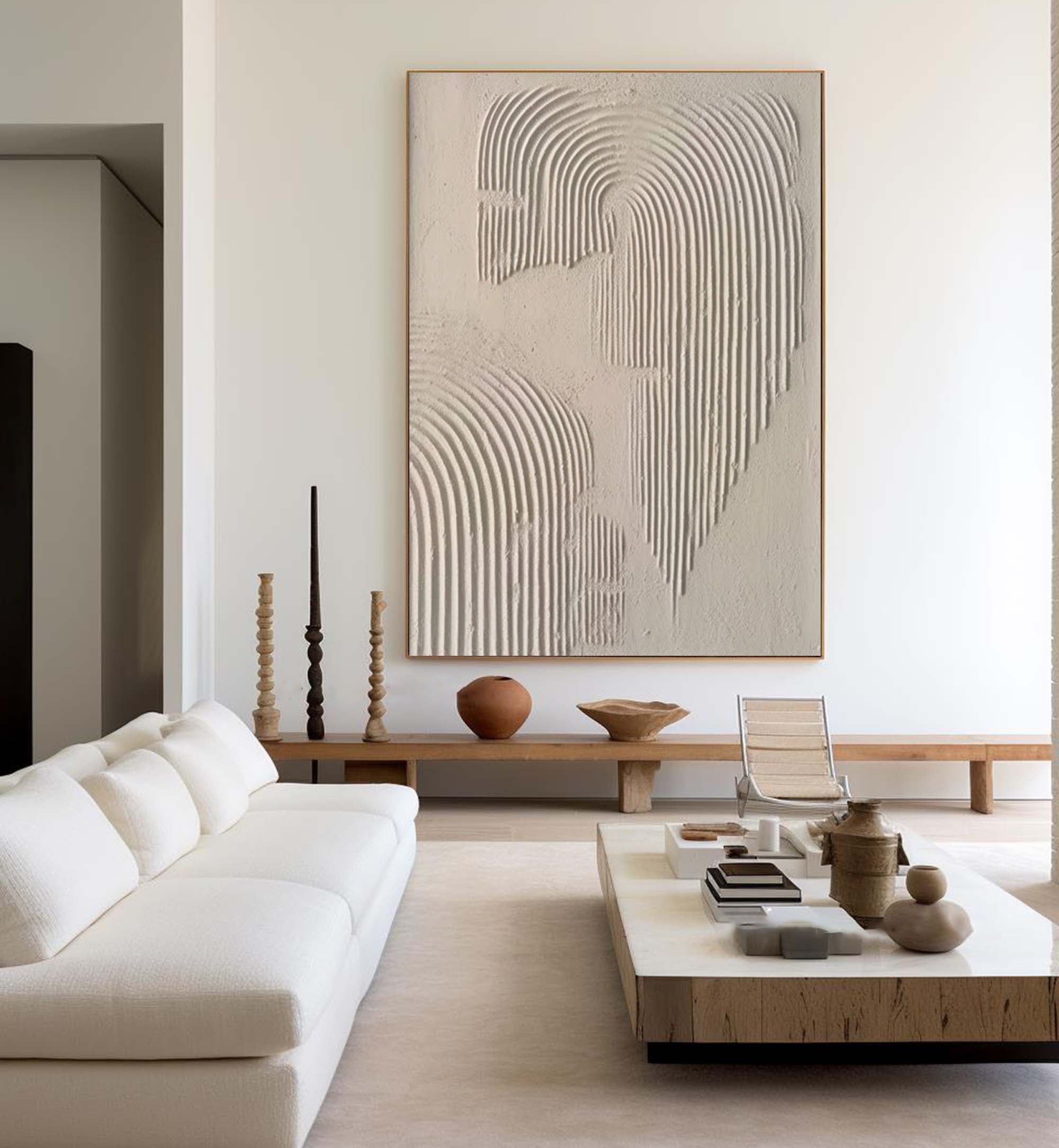 Beige & Brown Abstract Painting #LL 016