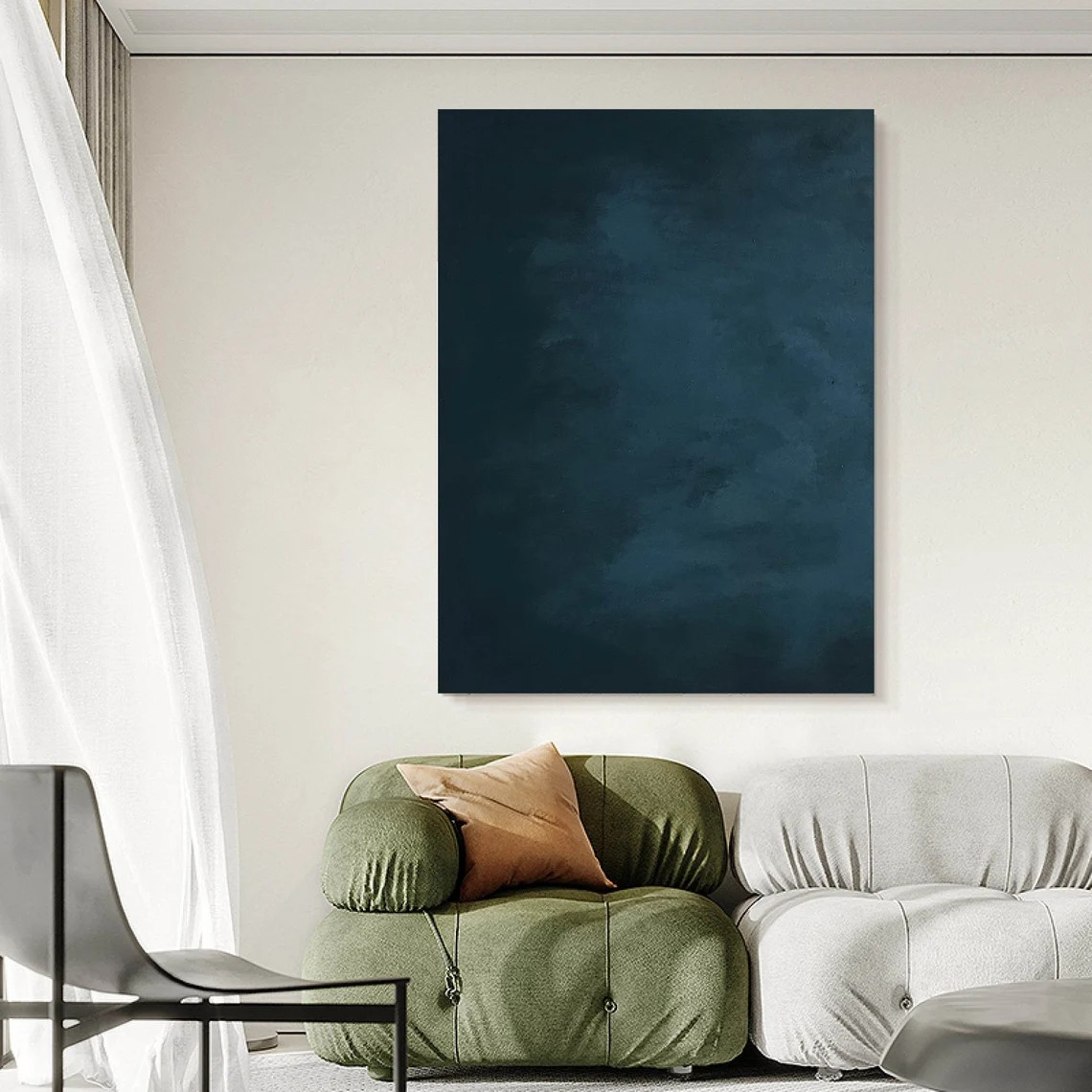 Dark Blue Abstract Art, Subtle Texture Painting, Modern Decor #BGA 078
