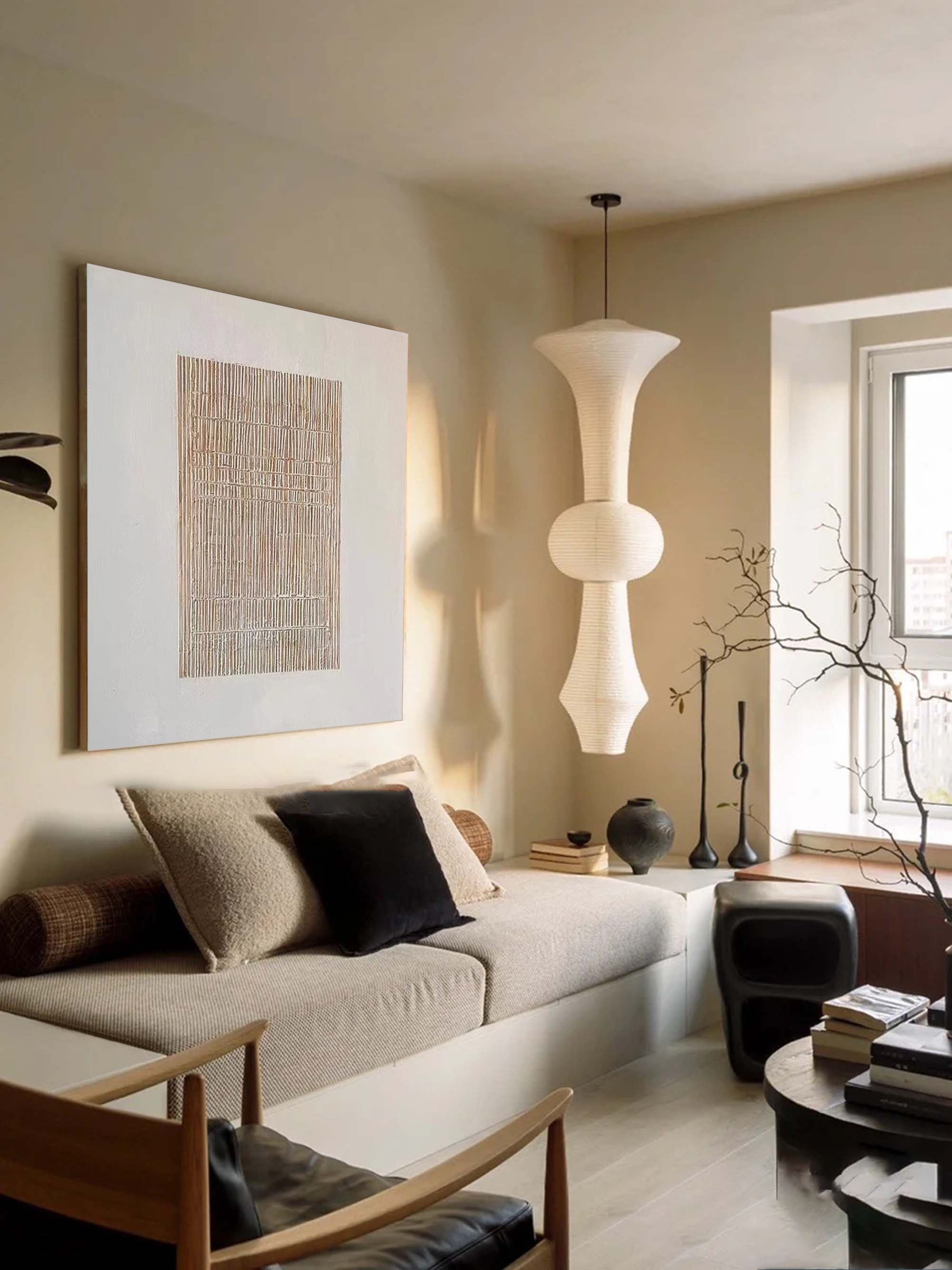 Beige & Brown Abstract Painting #LL 023