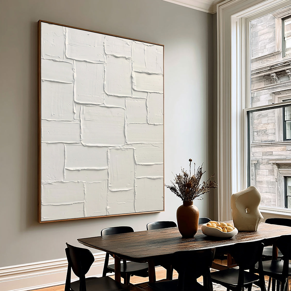 Wabi Sabi Ivory Blocks Handmade Artwork Neutral Textured Abstract Wall Art Modern Interior Decor