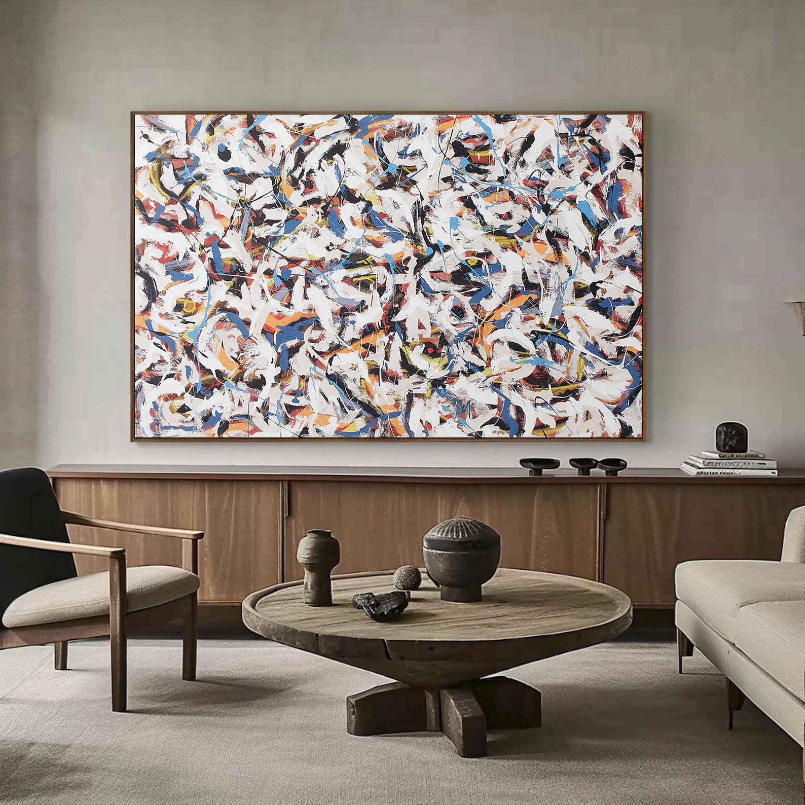 Dynamic Color Layering, Swirling Brushstrokes on White #BGA 064