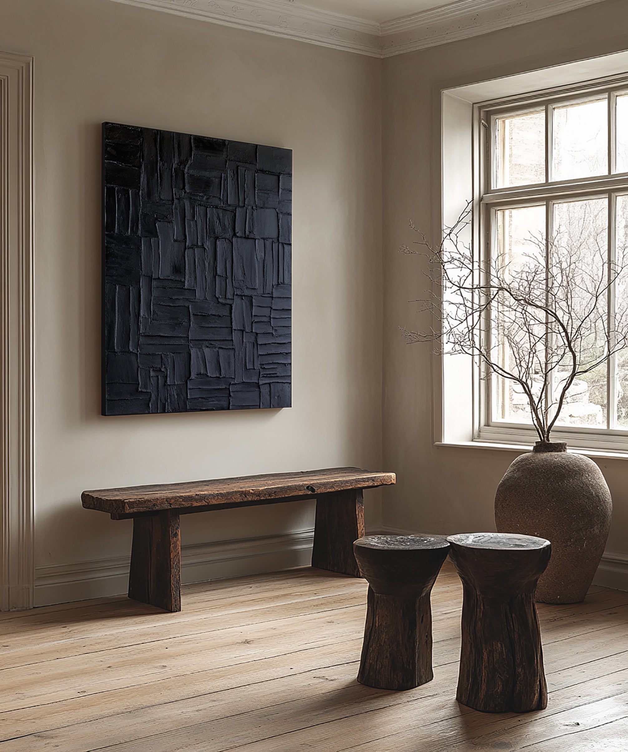 Modern Black Wall Art - Minimalist Painting #BBA 055