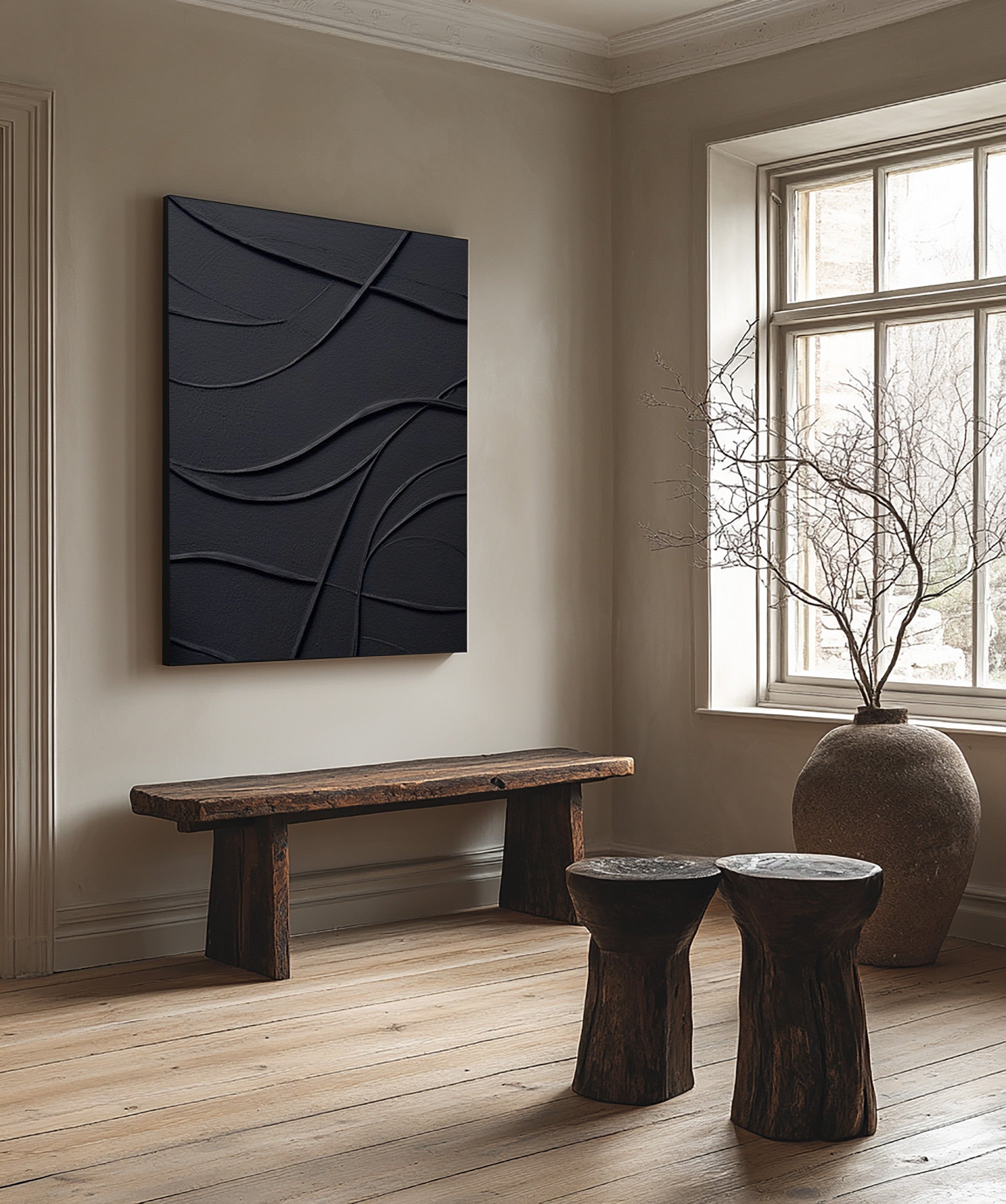 Minimalist Art: Large Black Wall Art for Chic Interiors #BBA 060