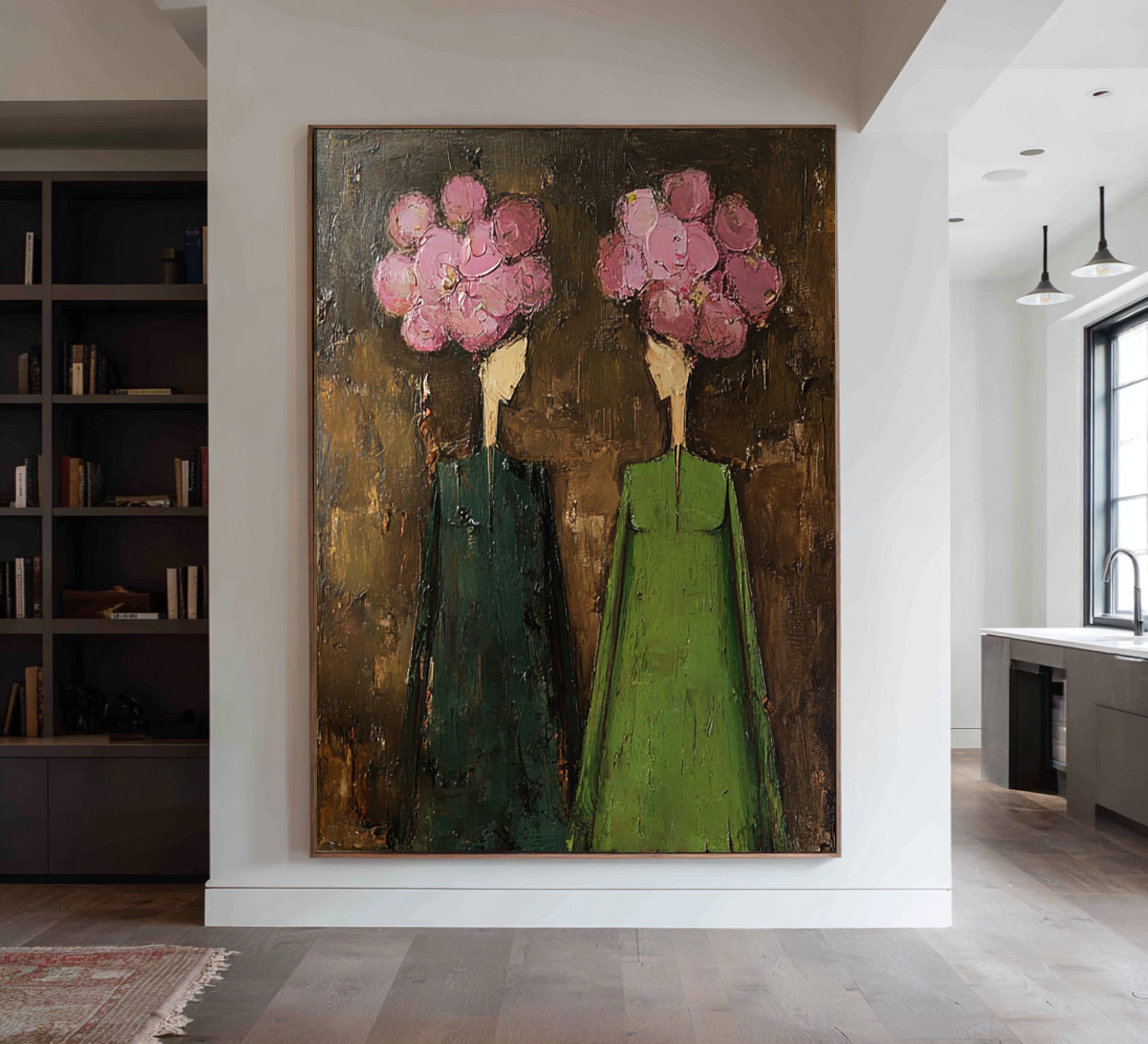 Large Contemporary Figurative Oil Painting – Statement Canvas Art for Entryway Wall #WAB 038