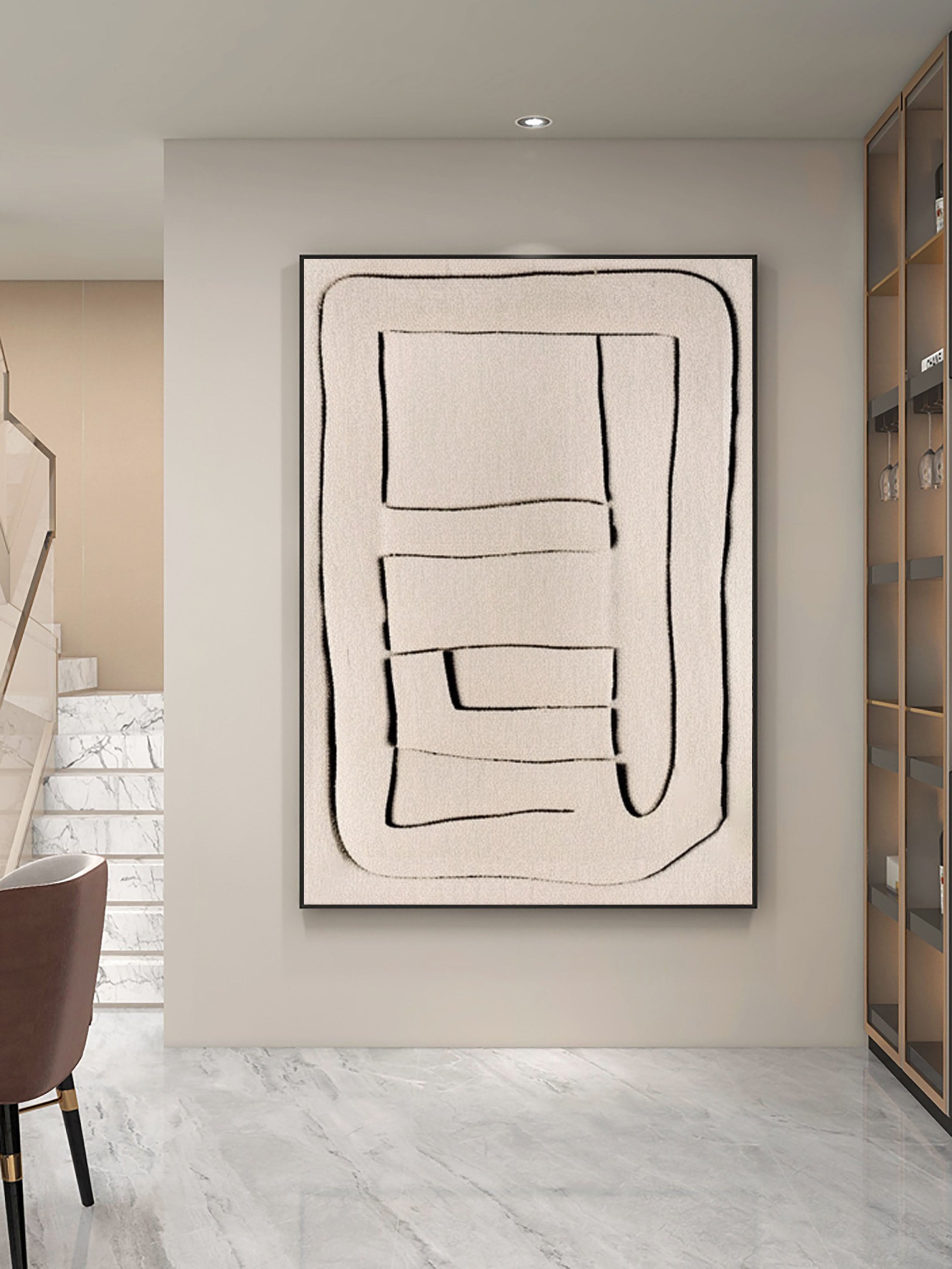 Beige & Brown Abstract Painting #LL 034