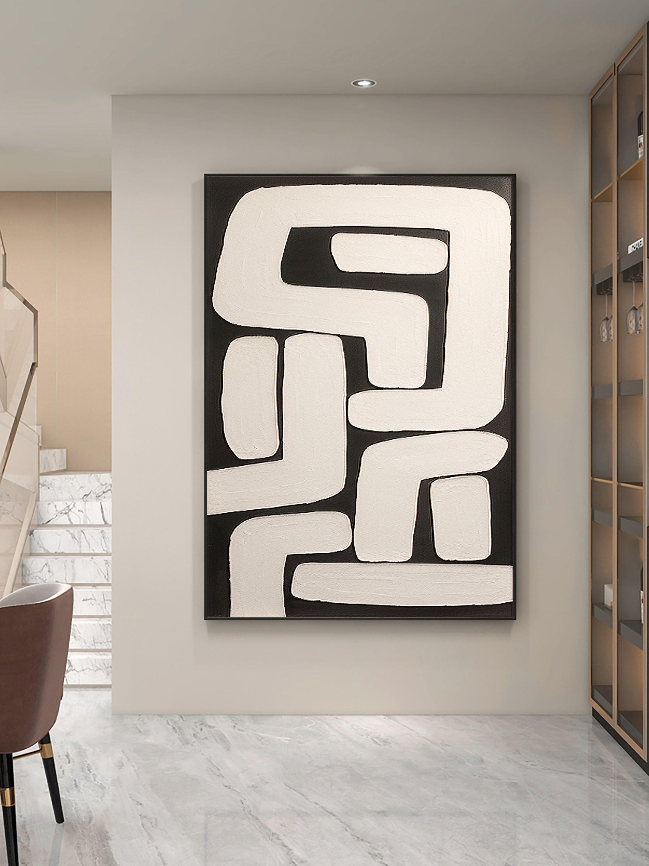 Beige & Brown Abstract Painting #LL 036