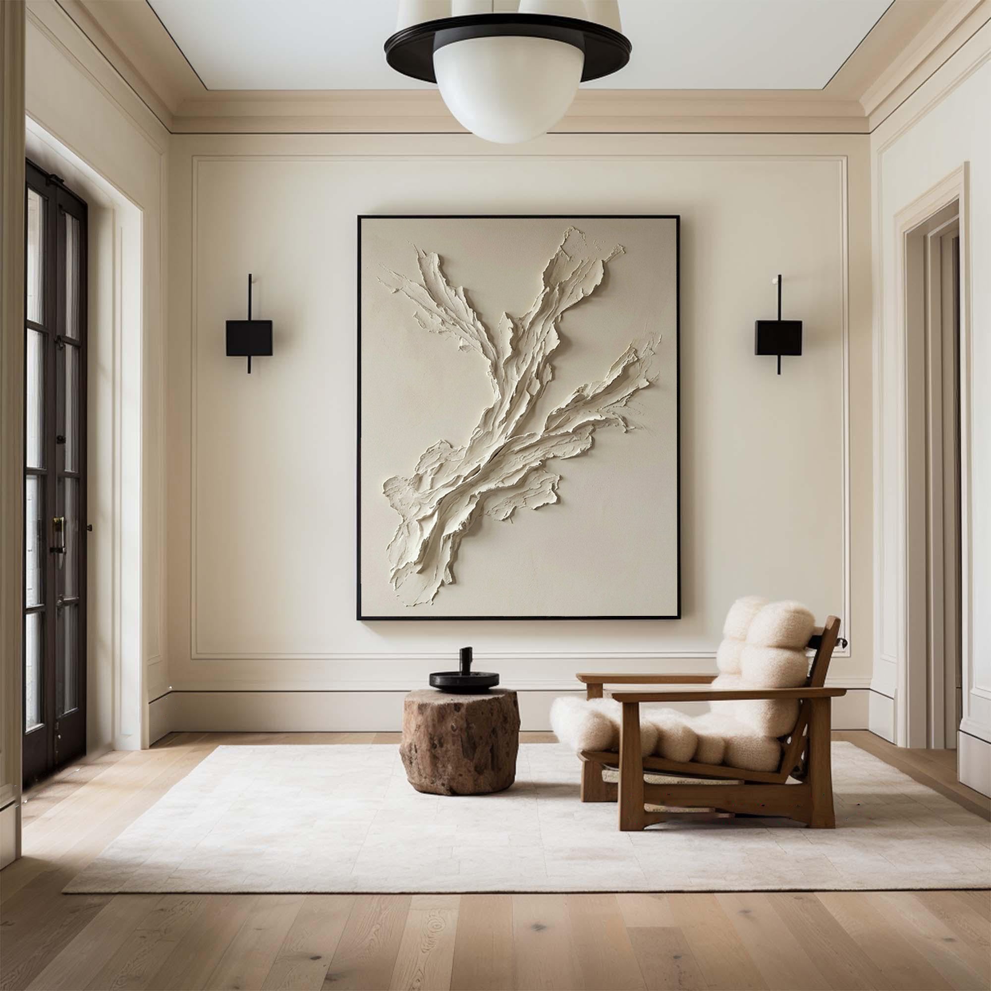 Large Organic Textured Oil Painting for Modern Neutral Wall Decor