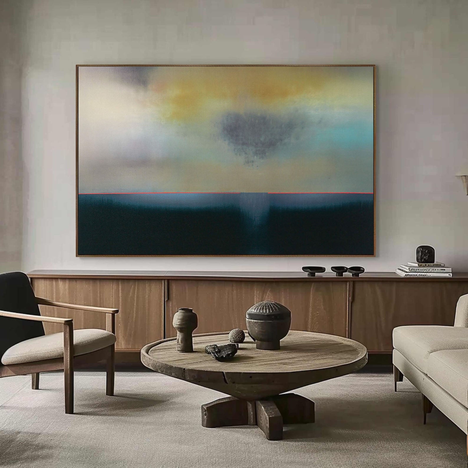 Soft Color Landscape with Distinct Horizon, Minimalist Art #BGA 067